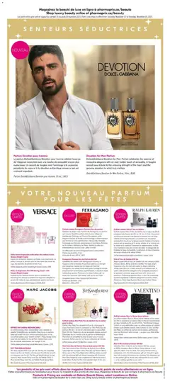 Preview of Polo 67 Eau de Toilette Gift Set, Ralph Lauren Polo 67 Eau de Toilette Gift Set, valued of $255 includes 125ml, 40ml, and 10ml, bottles. This bold, bright fragrance is for the man who dares to dreom, blending wood's and otrus for a fresh, sensual, and radiant scent. It opens with Calobrion bergamot and pineapple, transitions to geranium and clory sage, and ends with vetiver and patchoull. Embodying determination, it uses five sustainably sourced ingredients: Calabrian Bergamot, Lavandin Heart, Geranium, Clary Sage Essence Heart, and Haition Vetiver. from shop Pharmaprix valid from 15.11.2025 | Page: 13