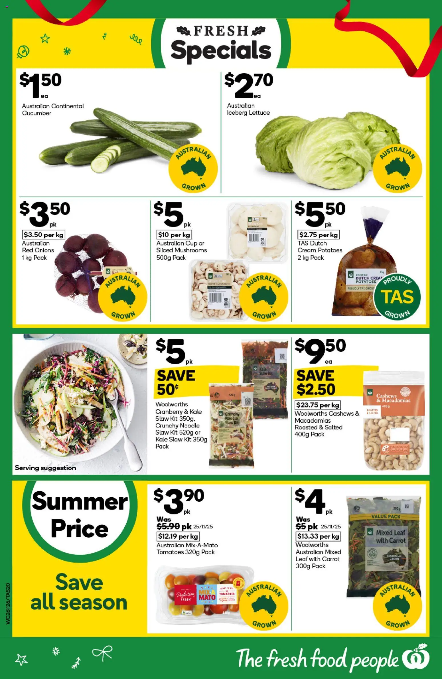 Woolworths catalogue - valid from 26.11.2025 | Page: 20 | Products: Lettuce, Tomatoes, Mushrooms, Potatoes