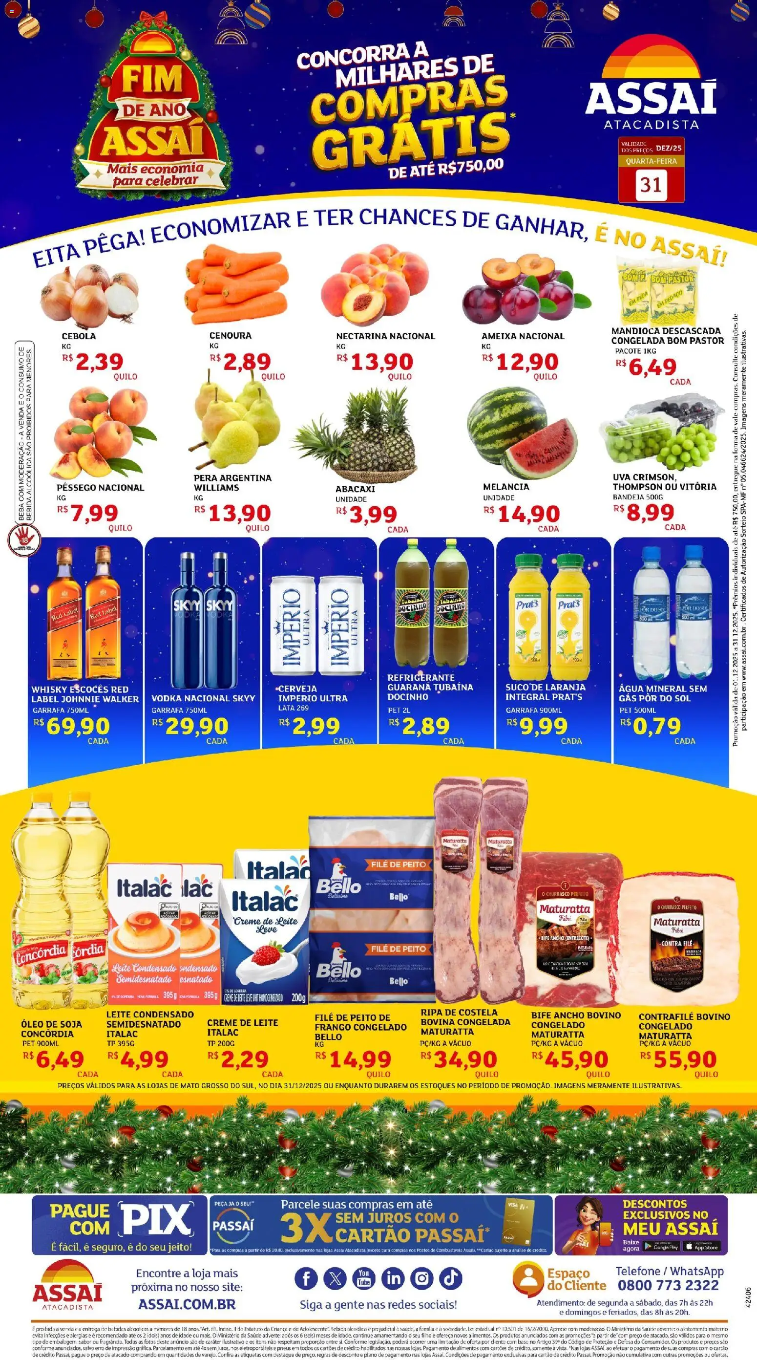 Assaí Atacadista Folheto - válido de 31.12.2025 | Página: 1 | Produtos: Melancia, Guaraná, Base, Creme de leite