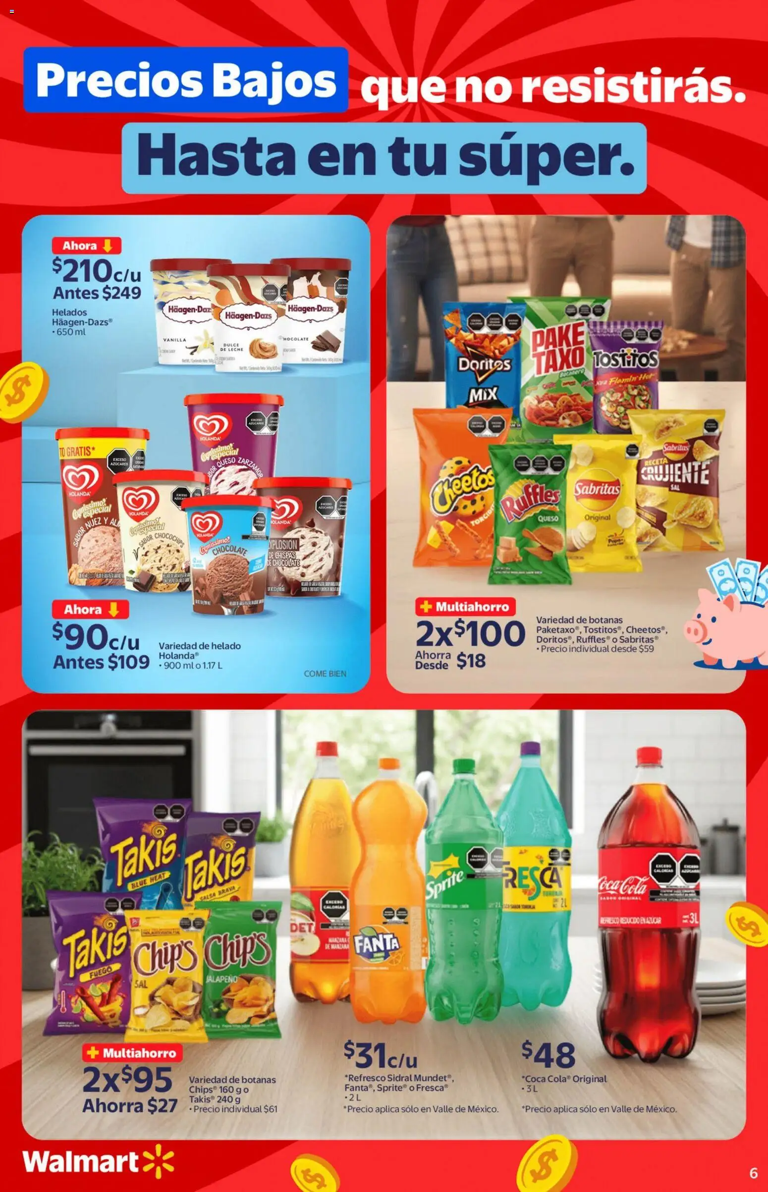 Nuevas ofertas de Walmart válidas en toda la República Mexicana desde el 06.11.2025. ¡Encuentra las mejores ofertas en Walmart folleto Hasta en tu súper! | Página: 6 | Productos: Azúcar, Refresco, Nuez, Helado