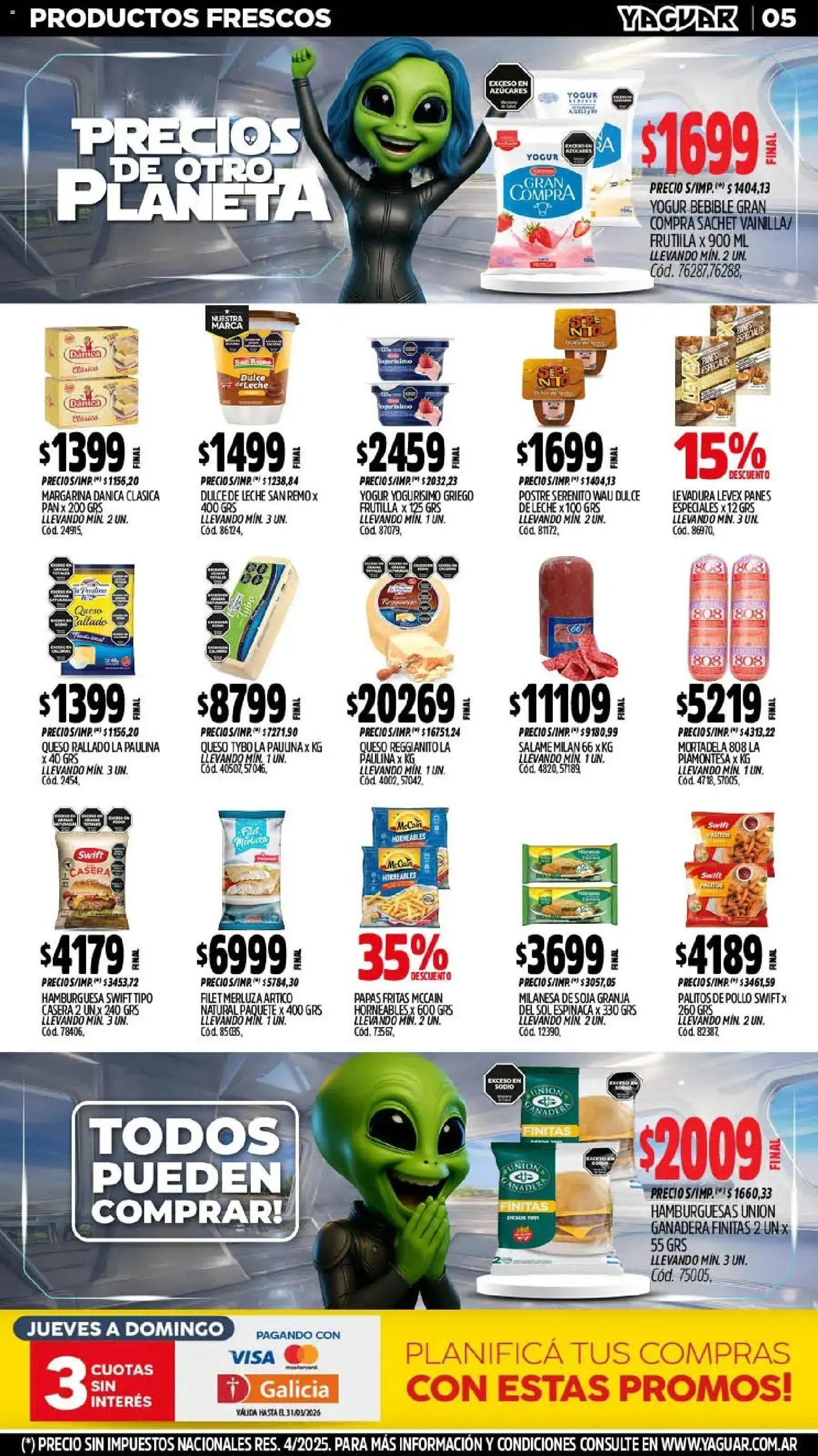 Yaguar - Oferta Semanal Trelew │ válido desde el 02.03.2026 | Página: 6 | Productos: Mortadela, Queso, Margarina, Papas fritas