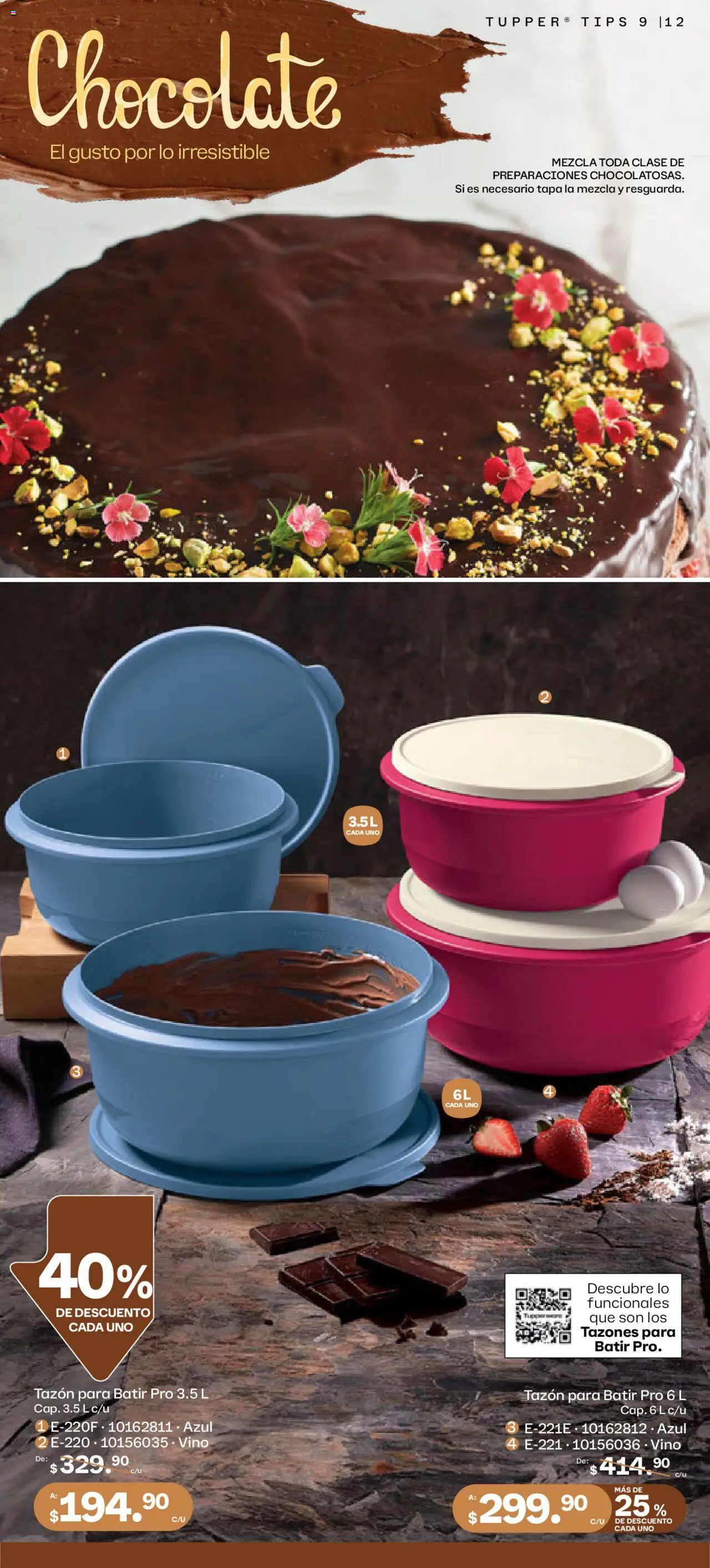 Nuevas ofertas de Tupperware válidas en toda la República Mexicana desde el 11.08.2025. ¡Encuentra las mejores ofertas en Tupperware catálogo! | Página: 12 | Productos: Chocolate, Tupper, Vino