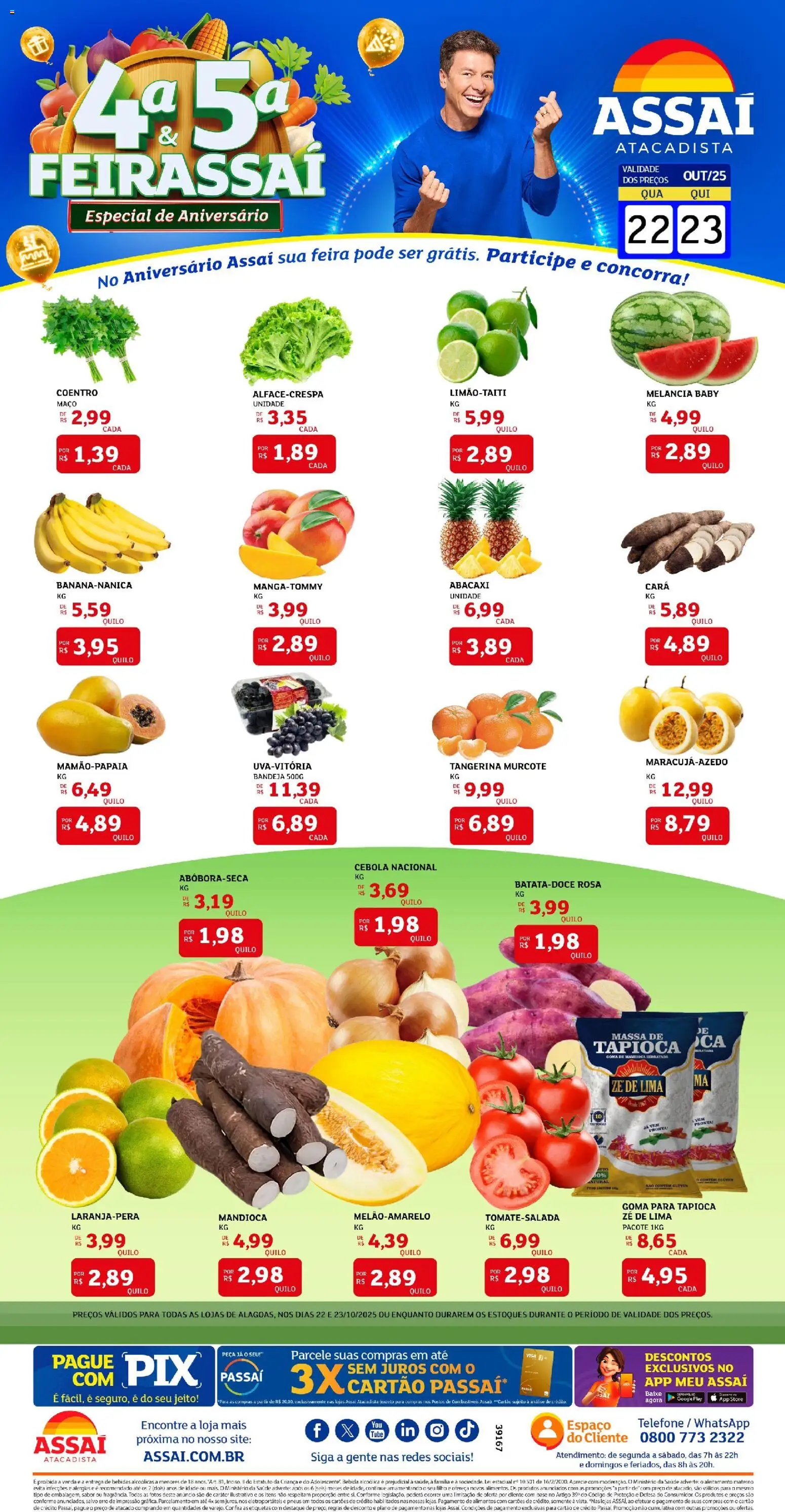 Assaí Atacadista Folheto - válido de 22.10.2025 | Página: 1 | Produtos: Cará, Mandioca, Base, Bandeja