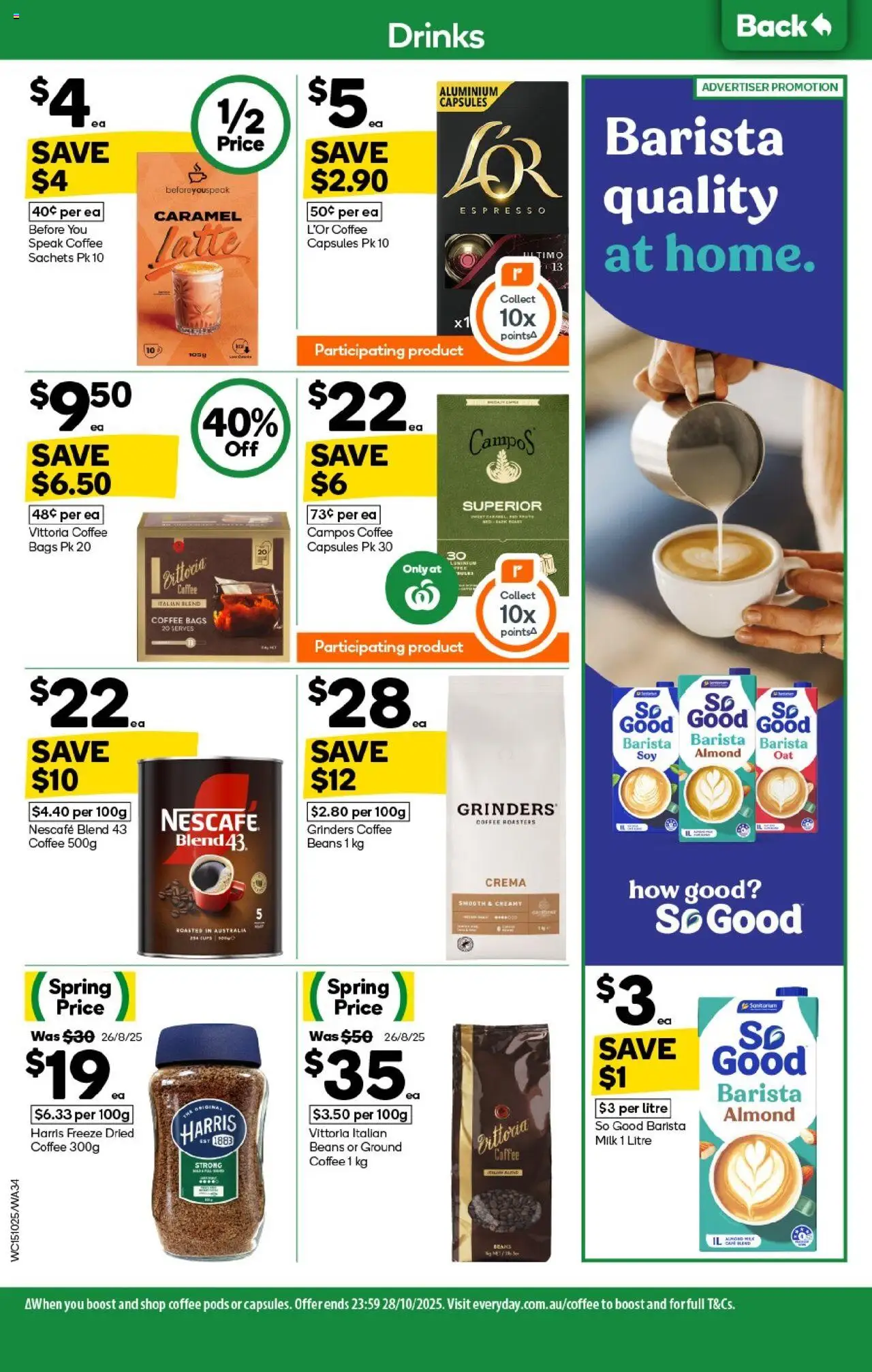 Woolworths catalogue - valid from 15.10.2025 | Page: 34 | Products: Cups, Milk, Coffee, Nescafe