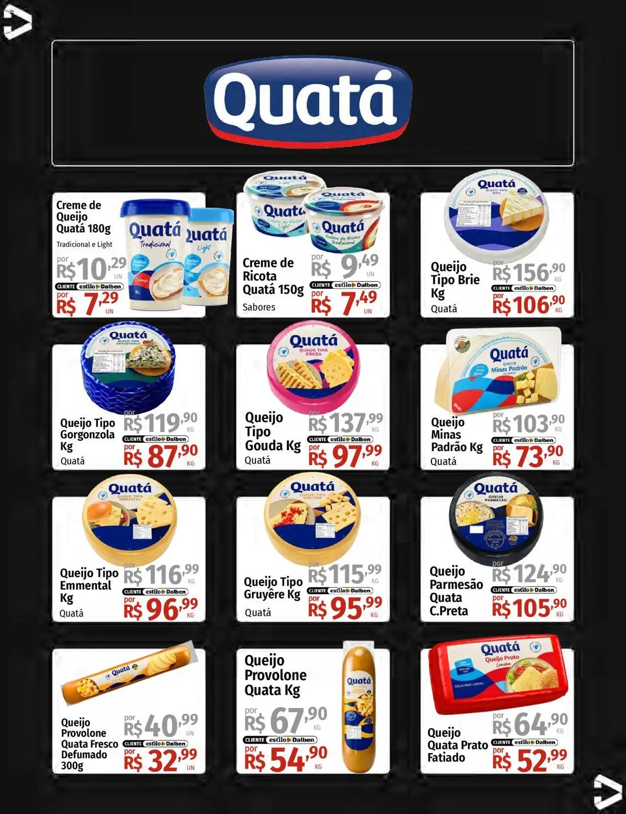 Supermercado Dalben Folheto - válido de 15.08.2025 | Página: 22 | Produtos: Queijo, Parmesão, Brie, Gouda