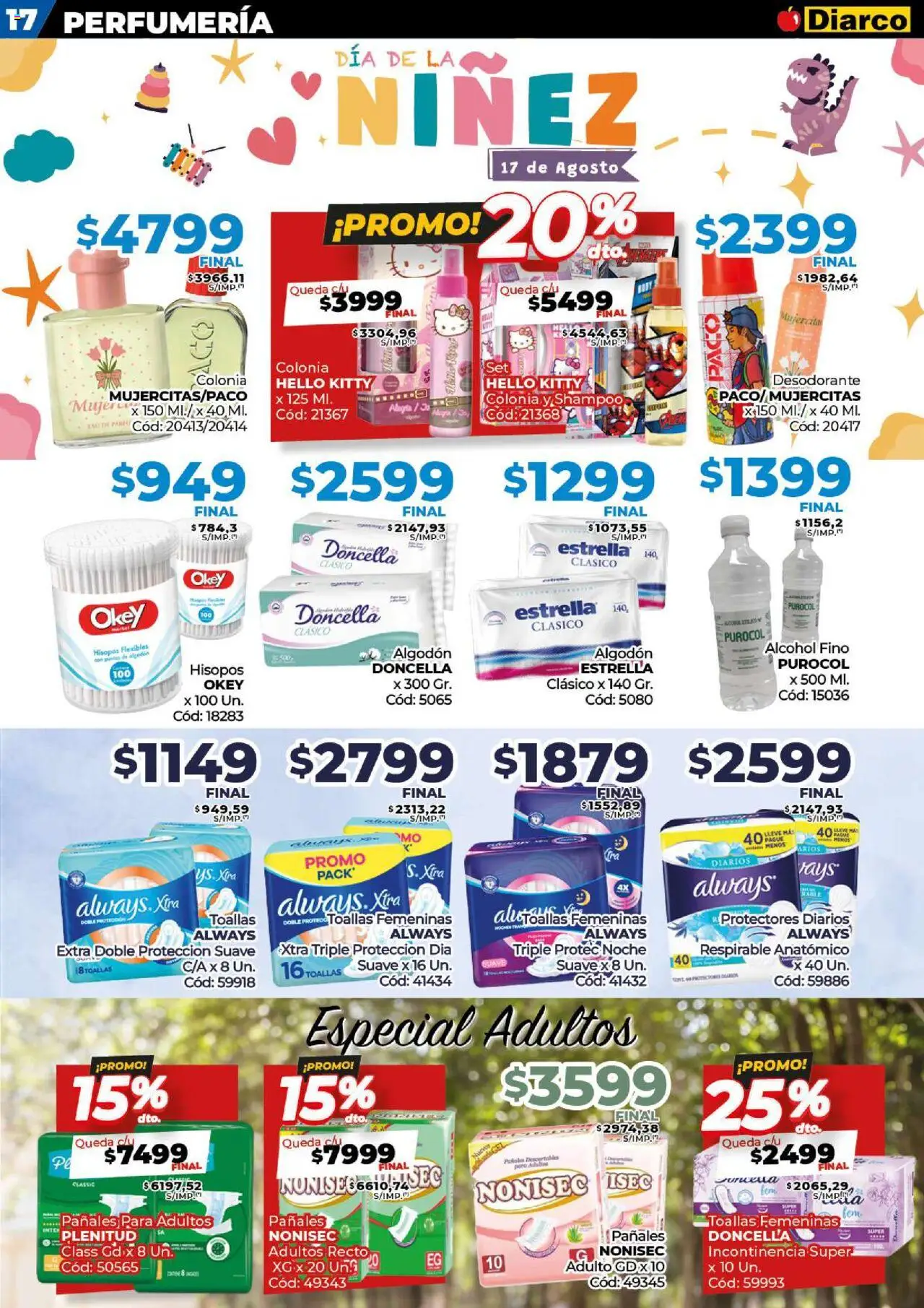 Diarco ofertas │ válido desde el 11.08.2025 | Página: 17 | Productos: Algodón, Toallas, Shampoo, Desodorante