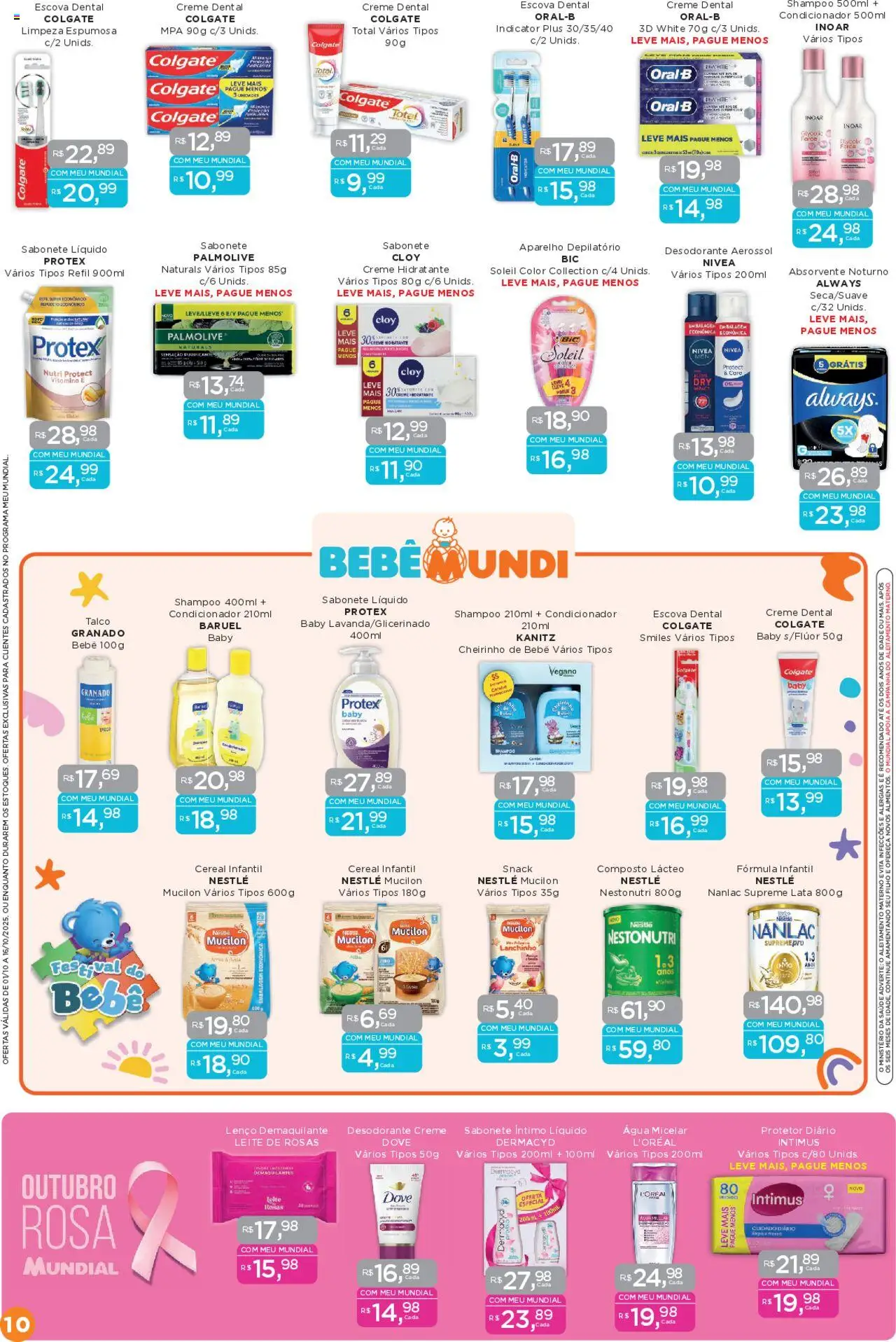Mundial Folheto - válido de 01.10.2025 | Página: 10 | Produtos: Shampoo, Escova, Creme, Sabonete líquido