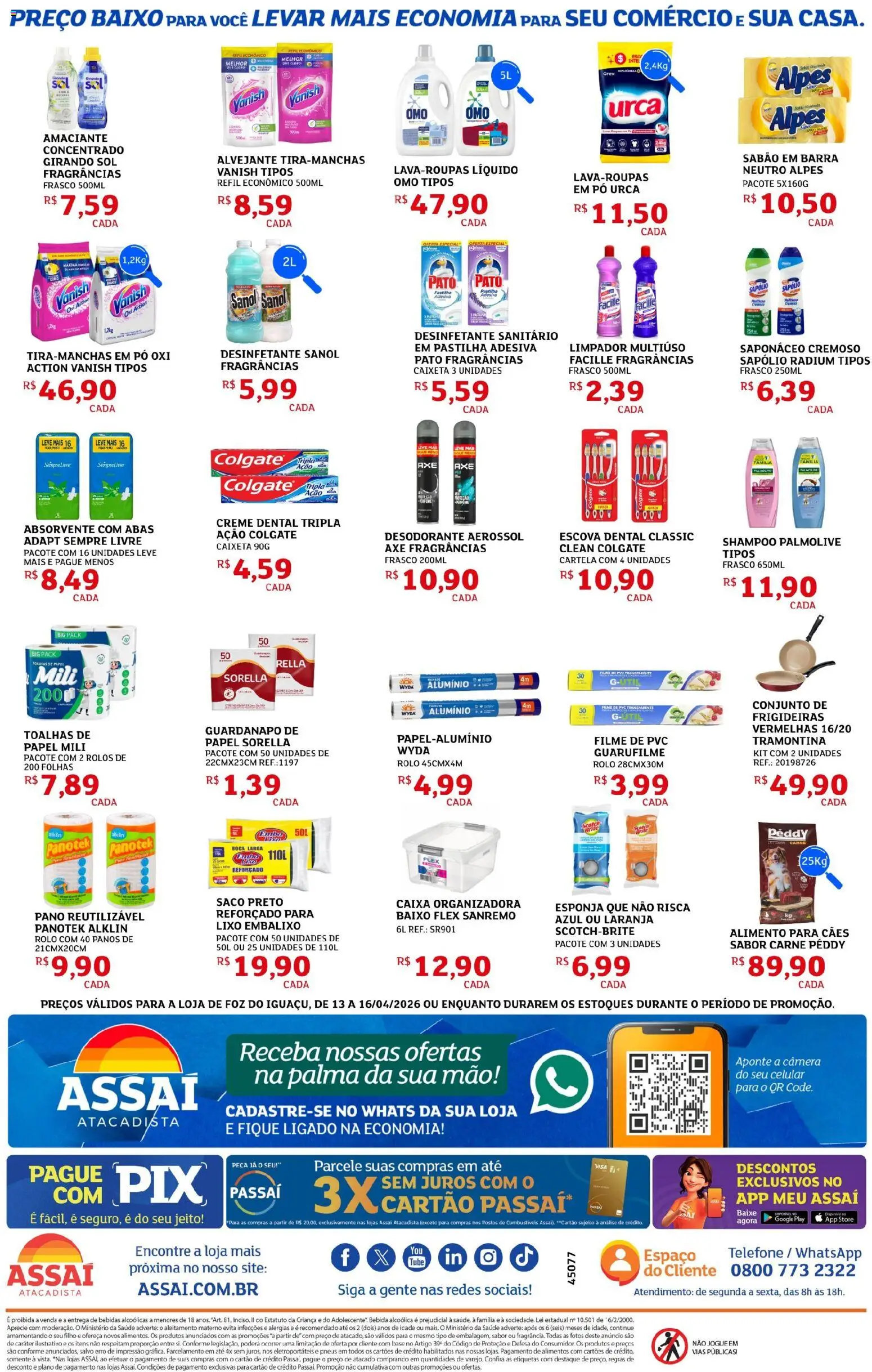 Assaí Atacadista Folheto - válido de 13.04.2026 | Página: 4 | Produtos: Alvejante, Carne, Saponáceo, Sempre Livre