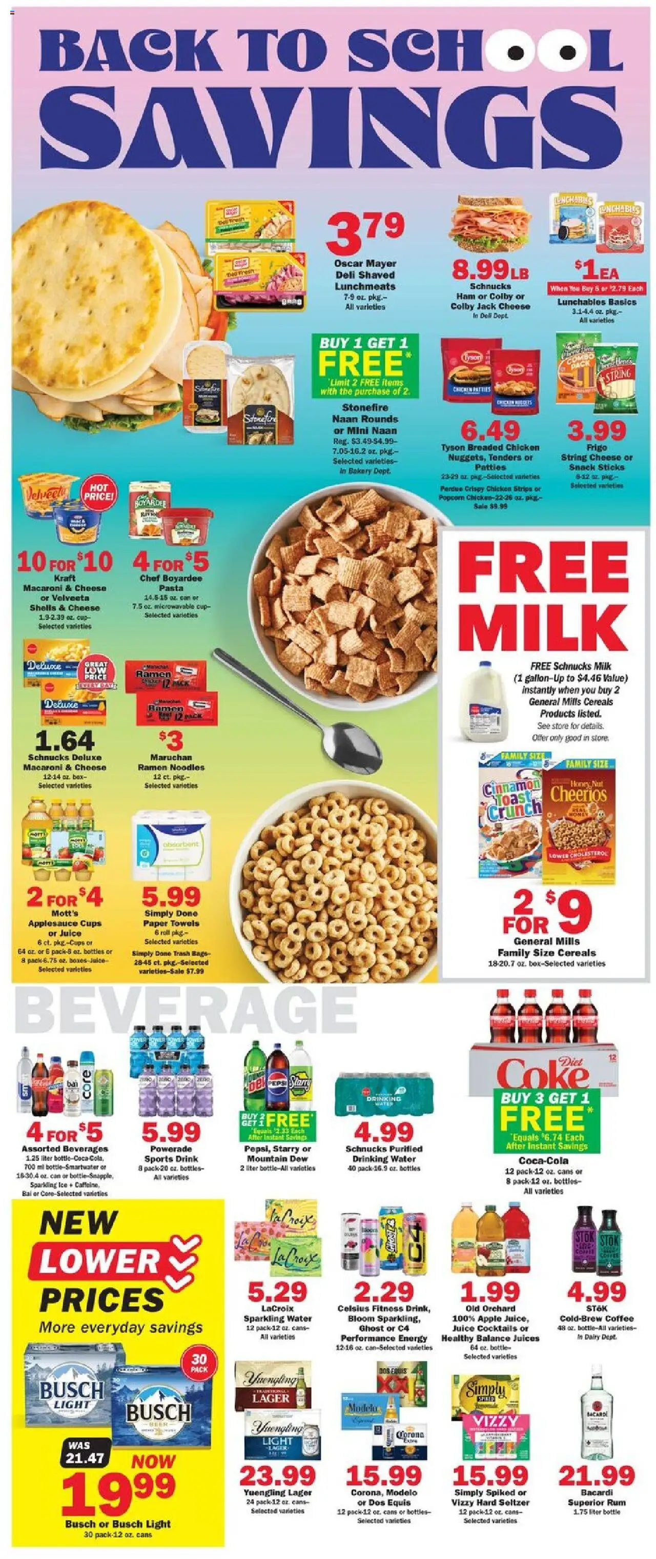 Schnucks Weekly Print Ad - IN - valid from 13.08.2025 | Page: 3 | Products: Milk, Beer, Pasta, Water