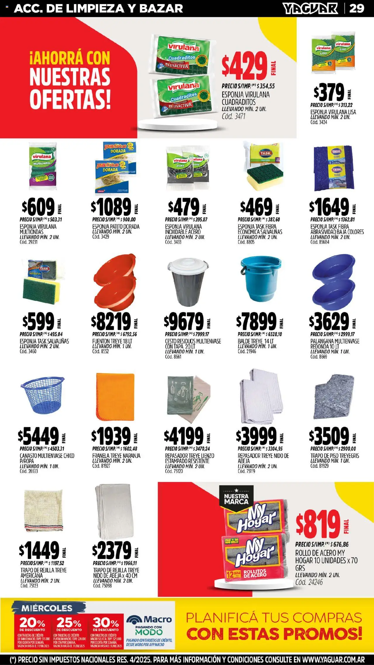 Yaguar - Bahía Blanca │ válido desde el 18.08.2025 | Página: 28 | Productos: Trapo de piso, Banco, Repasador, Esponja