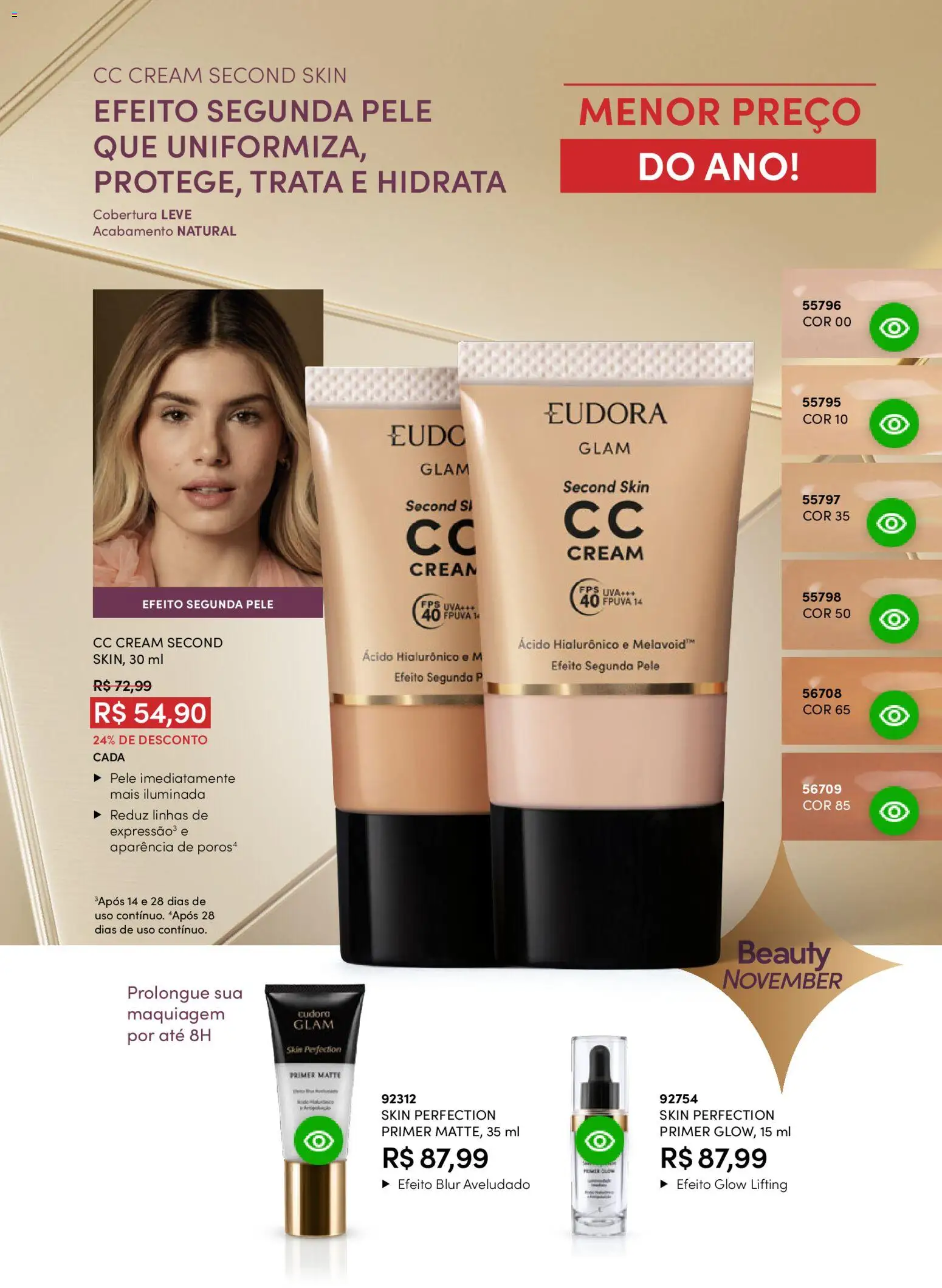Eudora Folheto - válido de 29.10.2025 | Página: 72 | Produtos: Maquiagem, Segunda pele, Primer