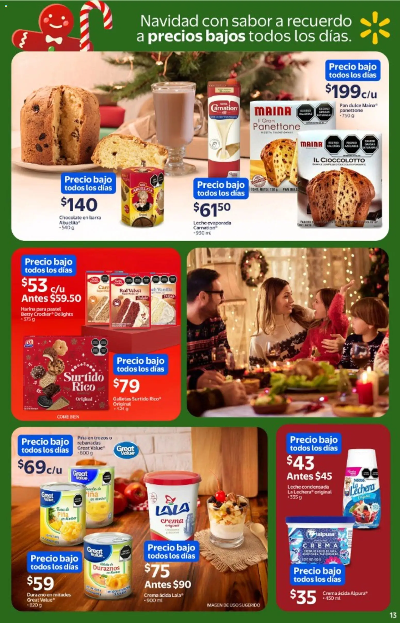 Nuevas ofertas de Walmart válidas en toda la República Mexicana desde el 03.12.2025. ¡Encuentra las mejores ofertas en Walmart catálogo La cena más esperada a precios bajos! | Página: 13 | Productos: Leche, Piña, Galletas, Barra