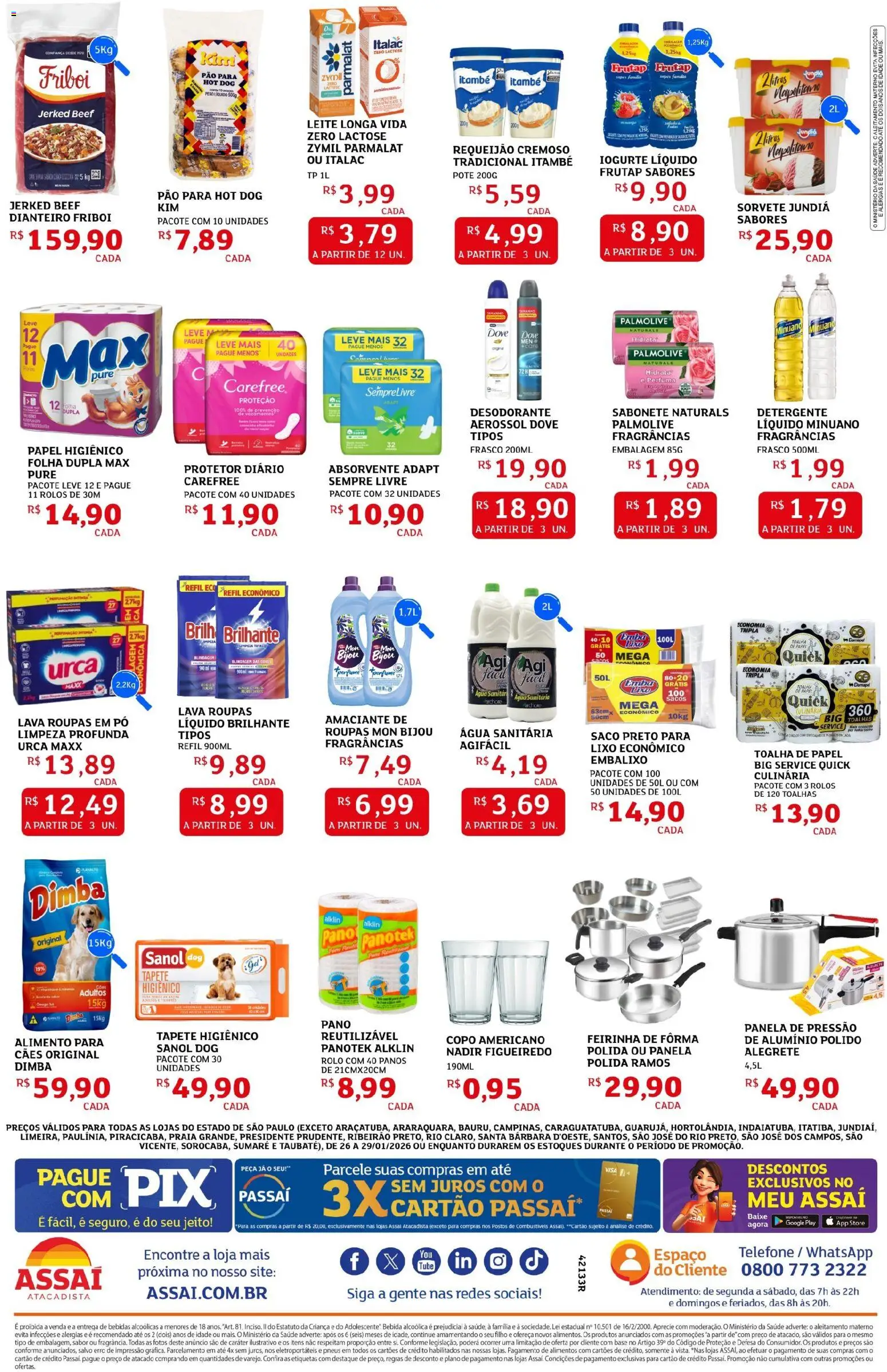 Assaí Atacadista Folheto - válido de 26.01.2026 | Página: 2 | Produtos: Roupas, Bebida, Sempre Livre, Requeijão