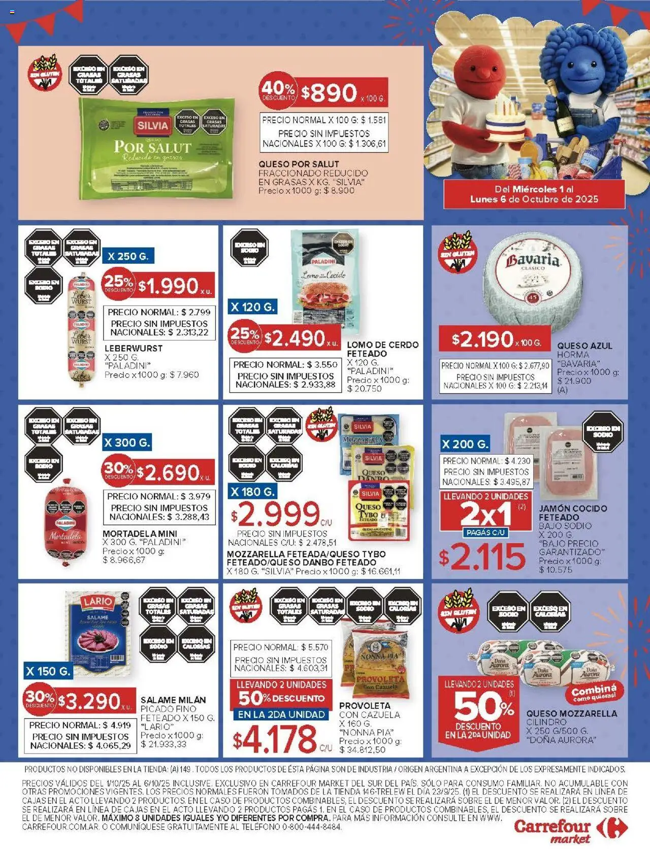 Carrefour - Ofertas - Chubut │ válido desde el 01.10.2025 | Página: 50 | Productos: Sobre, Jamón cocido, Queso, Salame