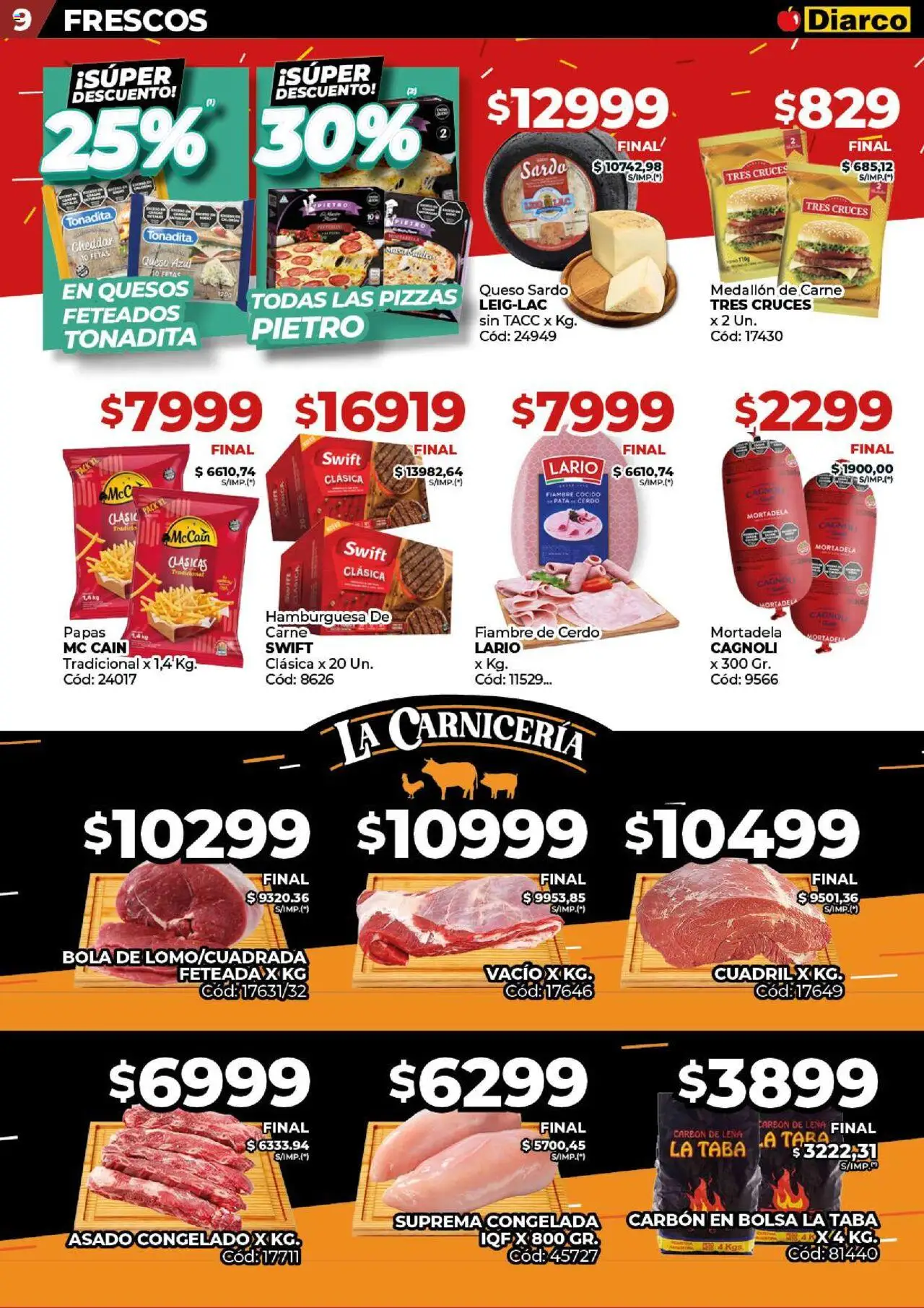 Diarco ofertas │ válido desde el 09.06.2025 | Página: 9 | Productos: Bolsa, Mortadela, Queso, Cerdo