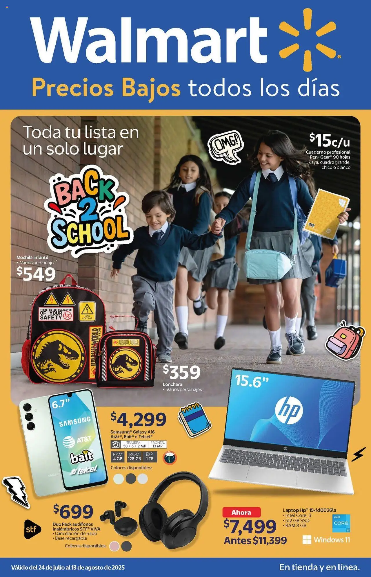 Nuevas ofertas de Walmart válidas en toda la República Mexicana desde el 24.07.2025. ¡Encuentra las mejores ofertas en Walmart Catálogo Back to school! | Página: 1 | Productos: Cuadro, Mochila, Cuaderno, Audífonos