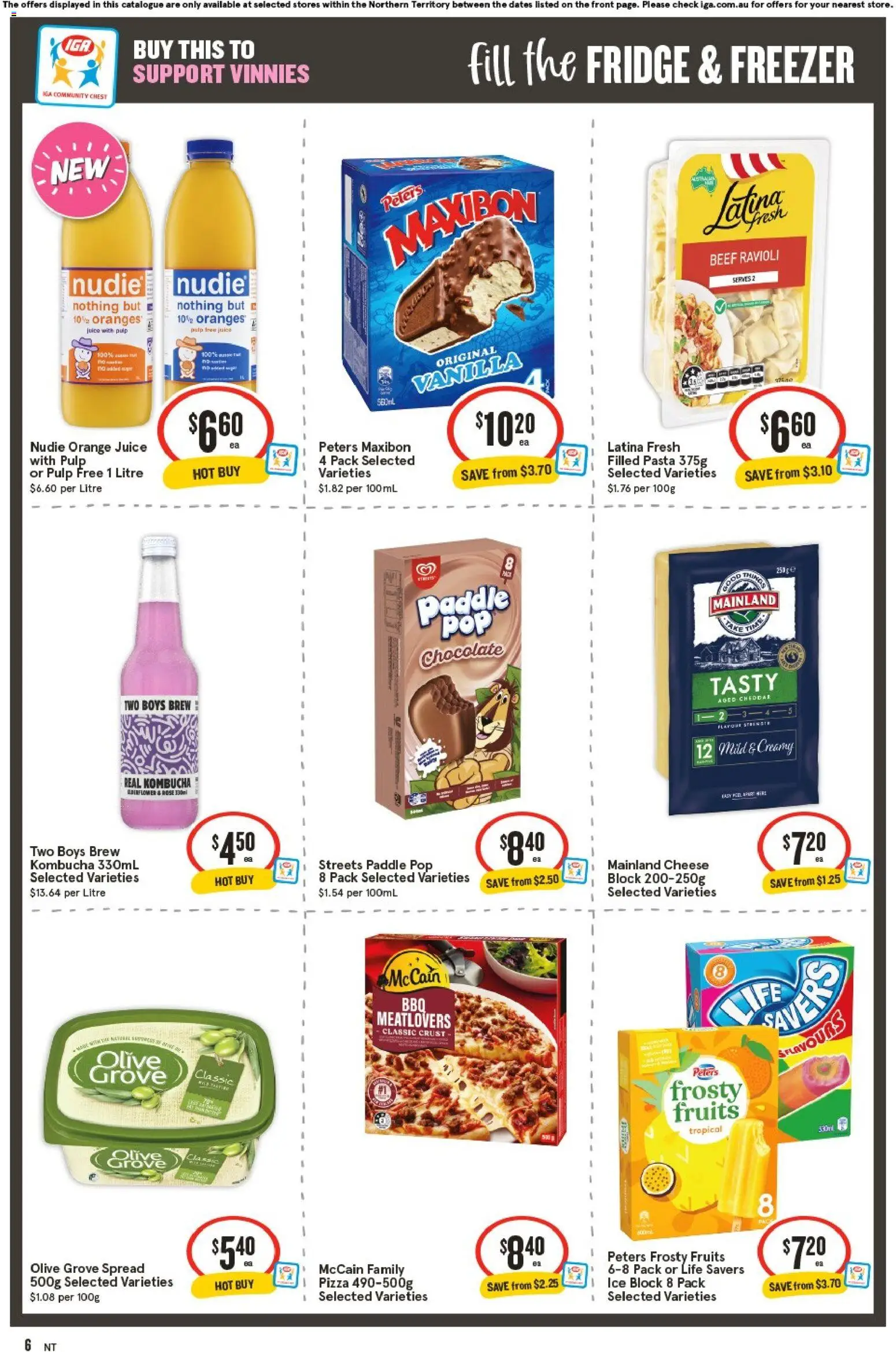 IGA catalogue - valid from 10.12.2025 | Page: 6 | Products: Pizza, Juice, Beef, Fridge