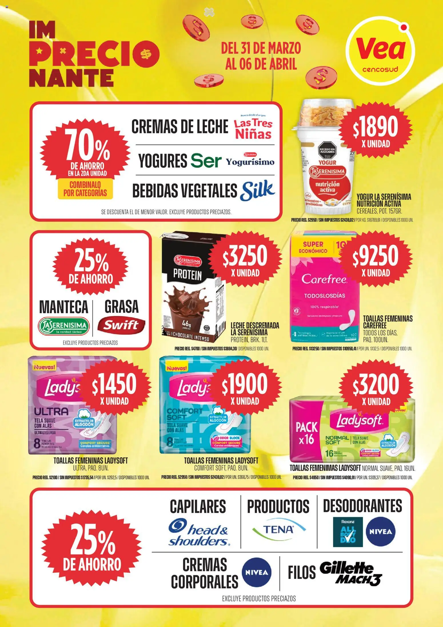 Vea - Oferta imPRECIOnante │ válido desde el 31.03.2026 | Página: 6 | Productos: Algodón, Toallas, Leche, Manteca