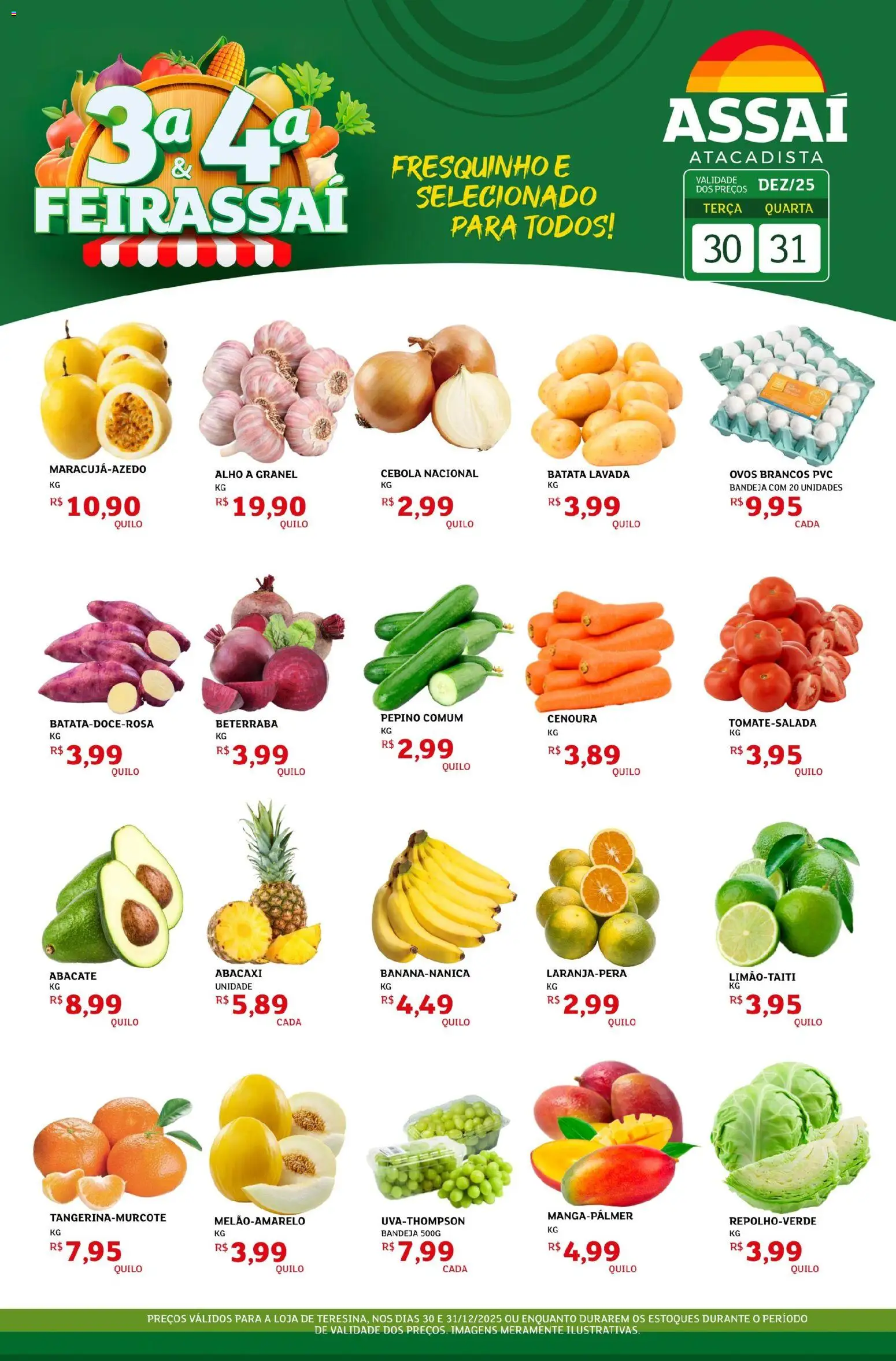Assaí Atacadista Folheto - válido de 30.12.2025 | Página: 1 | Produtos: Beterraba, Ovos, Cenoura, Bandeja