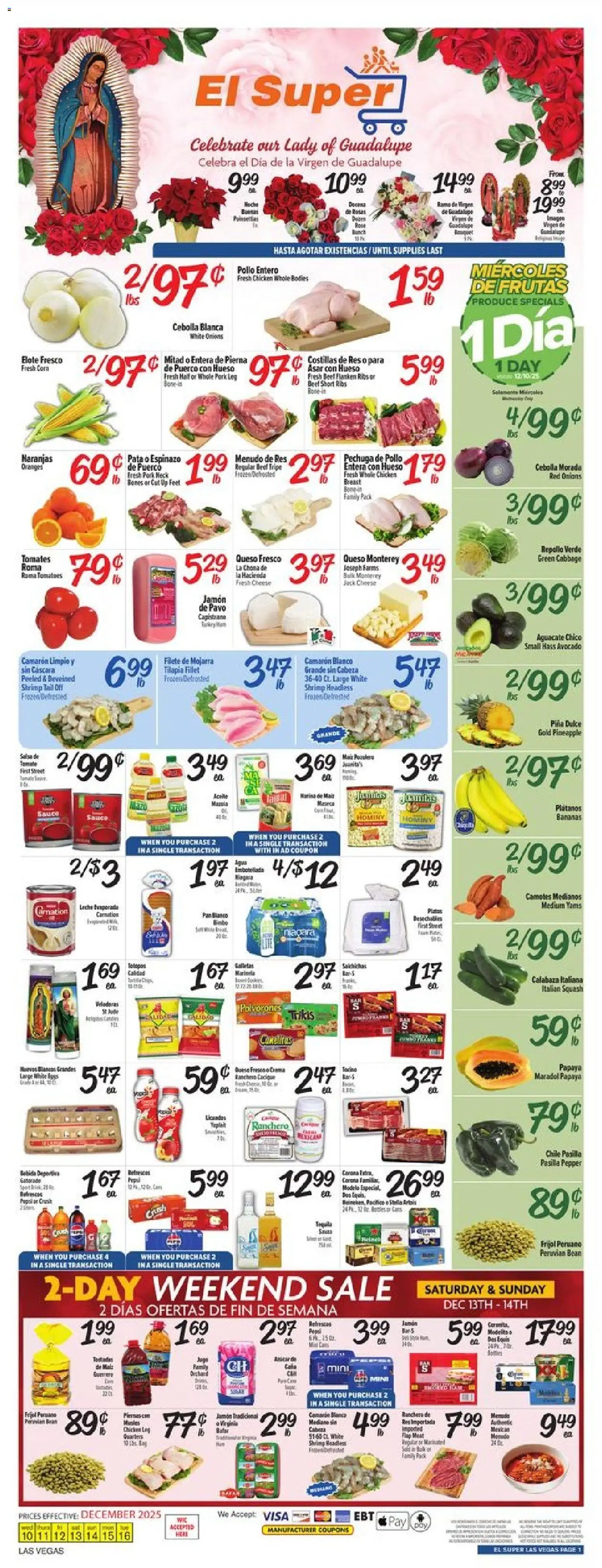 El Super Weekly Ad - NV - valid from 10.12.2025 | Page: 1 | Products: Squash, Beef, Pineapple, Beet