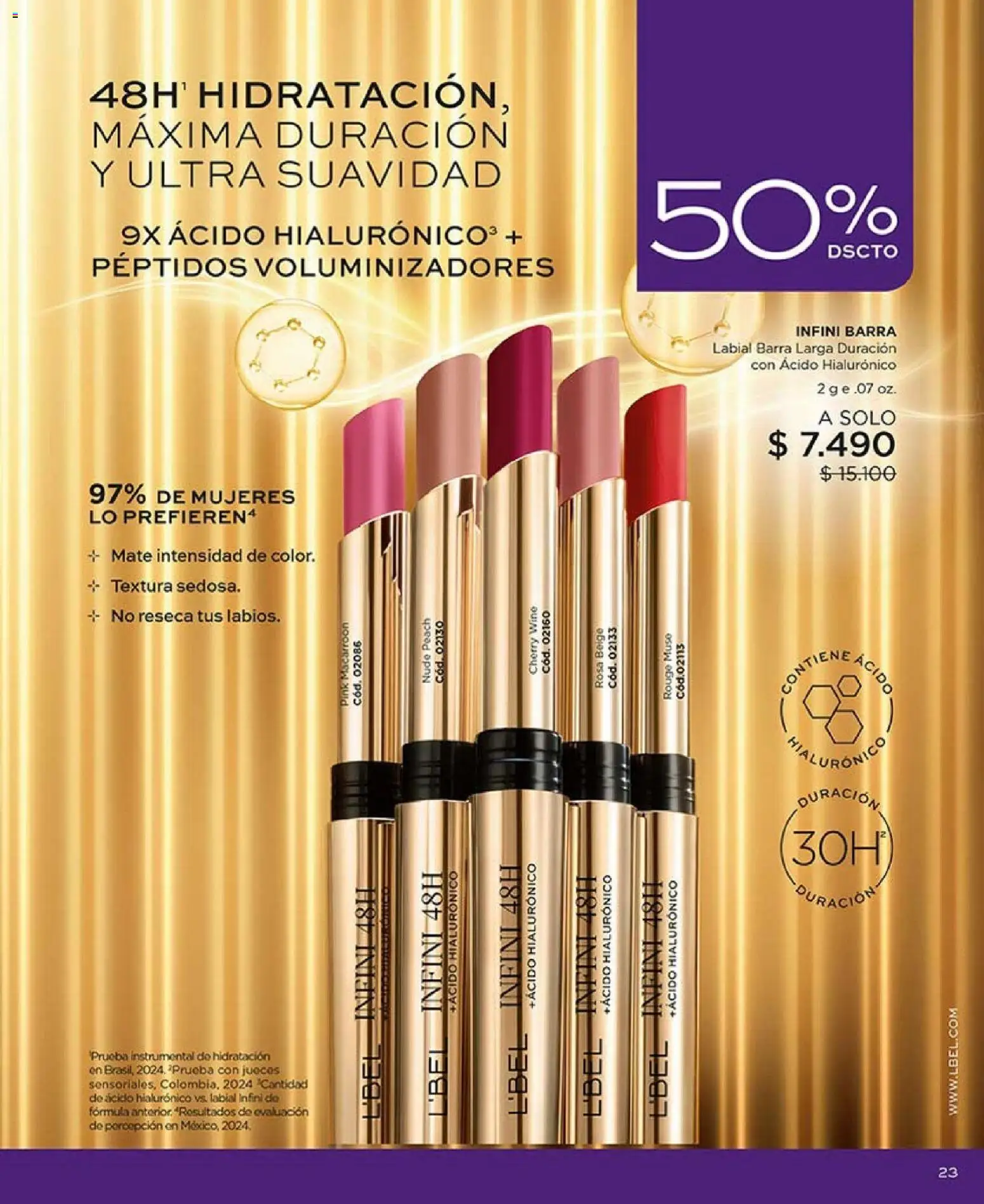 Catálogo L'Bel Campaña 1 │ válido desde el 01.01.2026 | Página: 23 | Productos: Mate, Labial