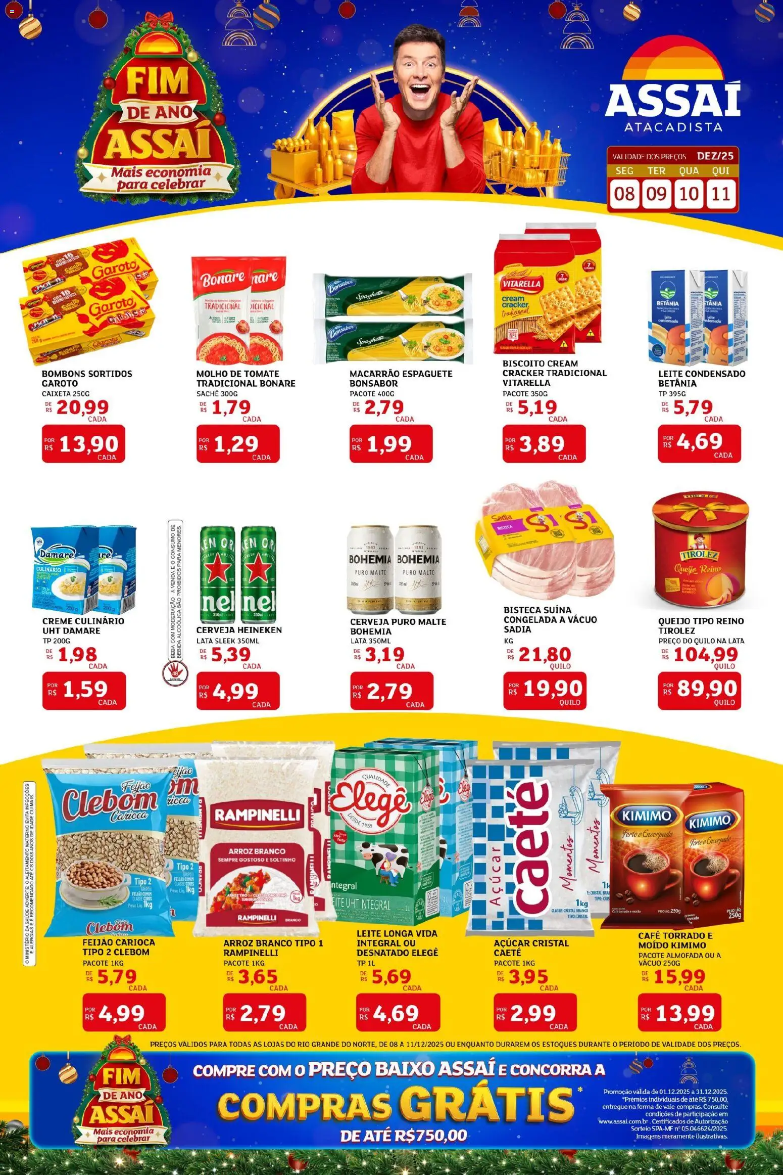 Assaí Atacadista Folheto - válido de 08.12.2025 | Página: 1 | Produtos: Macarrão, Creme, Baixo, Bebida