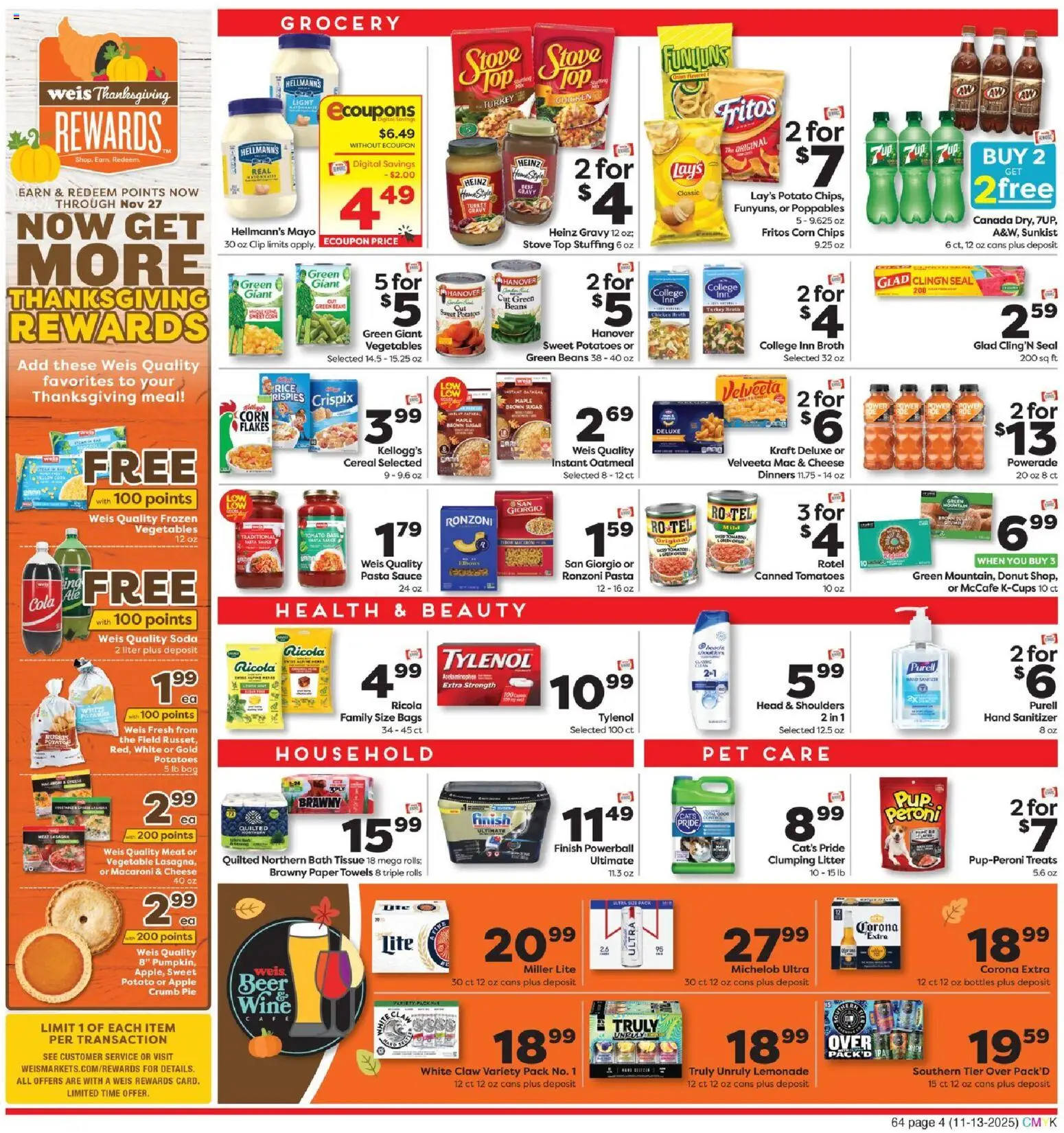 Weis Weekly Circular - NY - valid from 13.11.2025 | Page: 4 | Products: Clip, Wine, Potatoes, Sugar