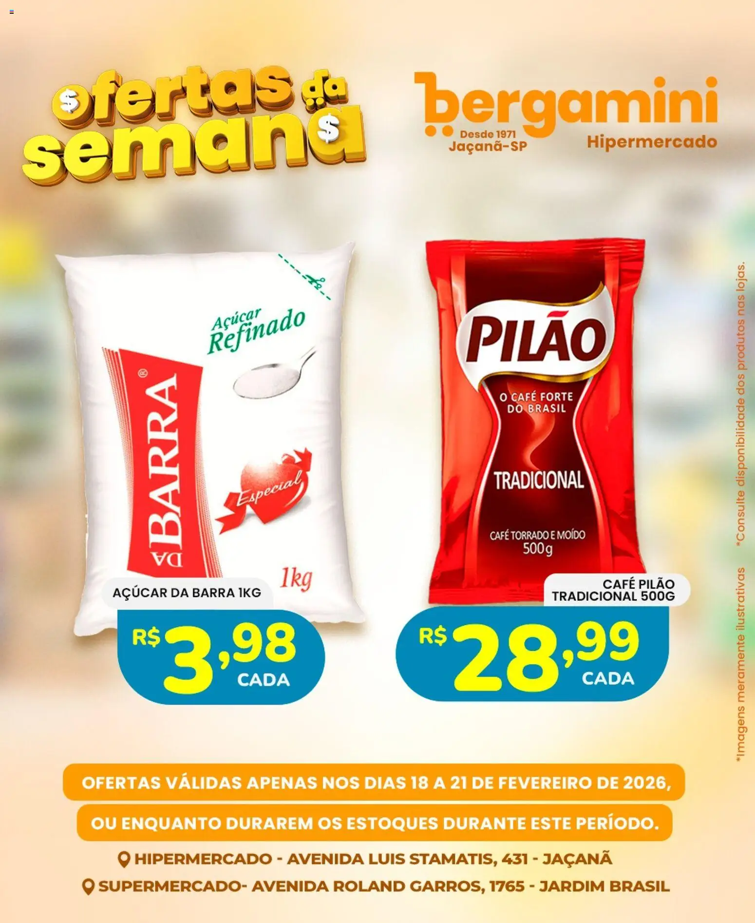 Supermercado Bergamini Folheto - válido de 18.02.2026 | Página: 6 | Produtos: Café, Café pilão, Açúcar