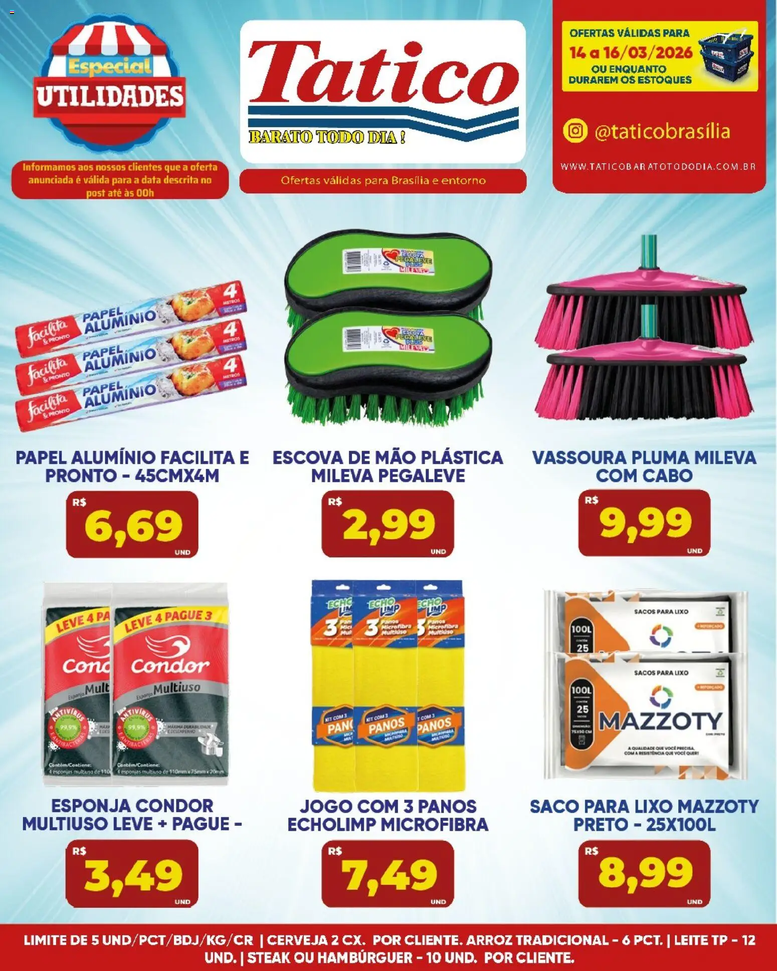Tatico Folheto - válido de 14.03.2026 | Página: 30 | Produtos: Saco para lixo, Arroz, Hambúrguer, Vassoura