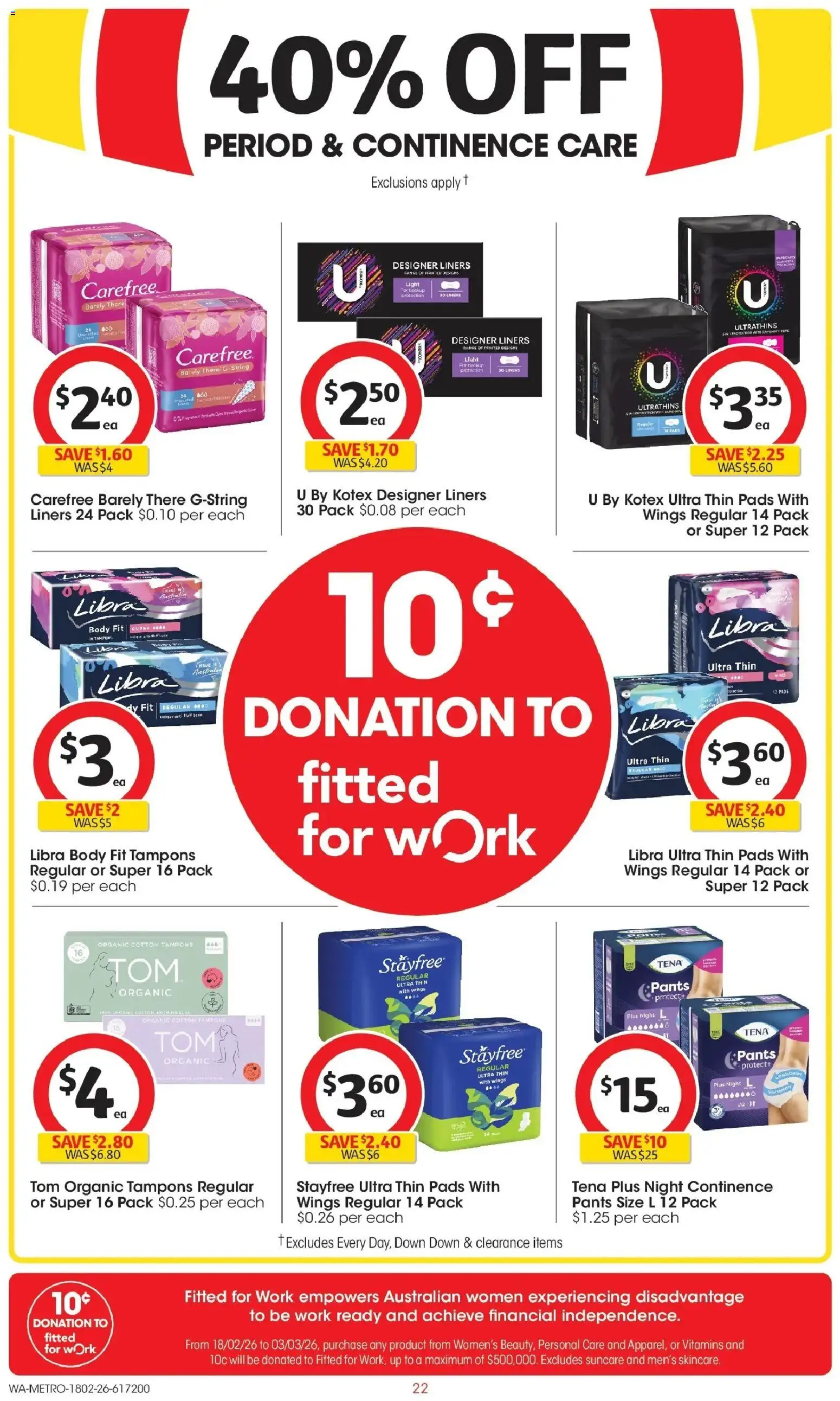 Coles catalogue - valid from 18.02.2026 | Page: 22 | Products: Light, Pants, Tampons