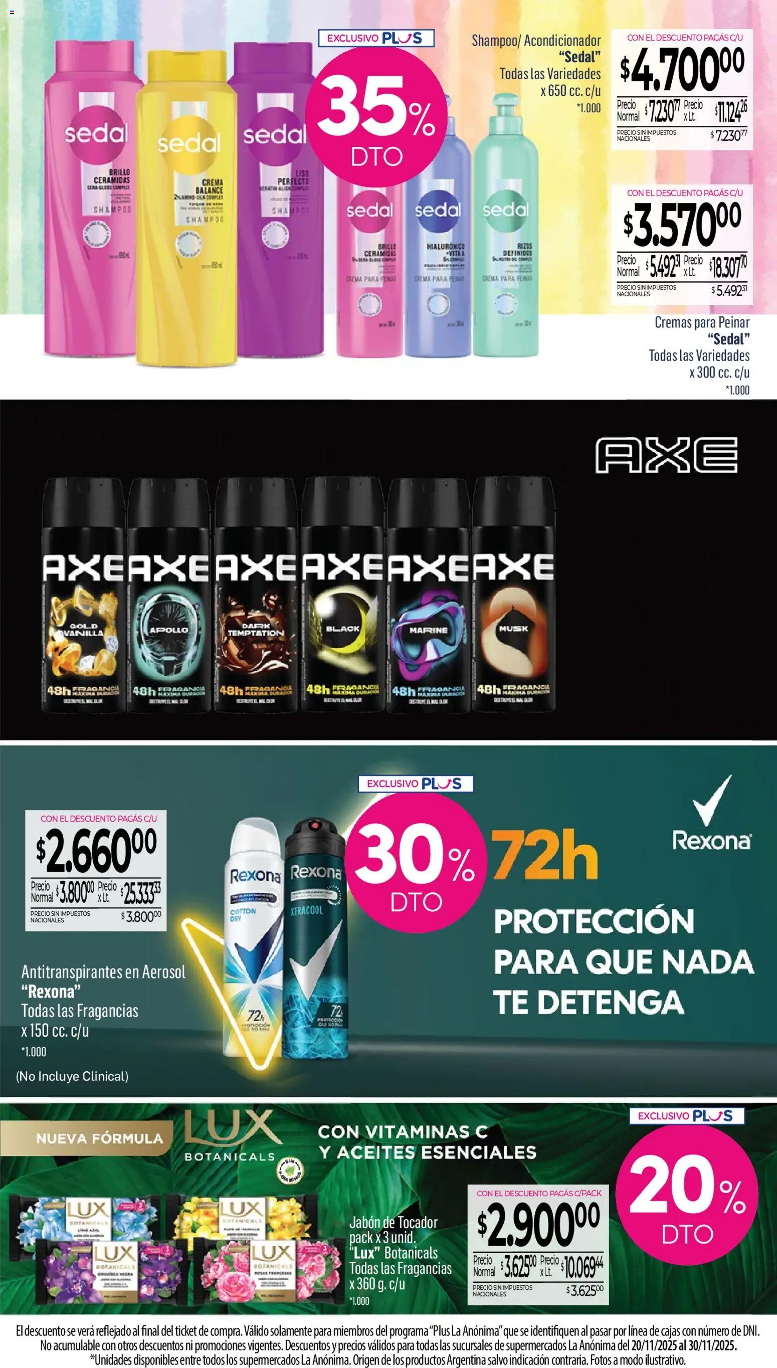 La Anonima catálogo │ válido desde el 20.11.2025 | Página: 28 | Productos: Acondicionador, Brillo, Jabón, Crema