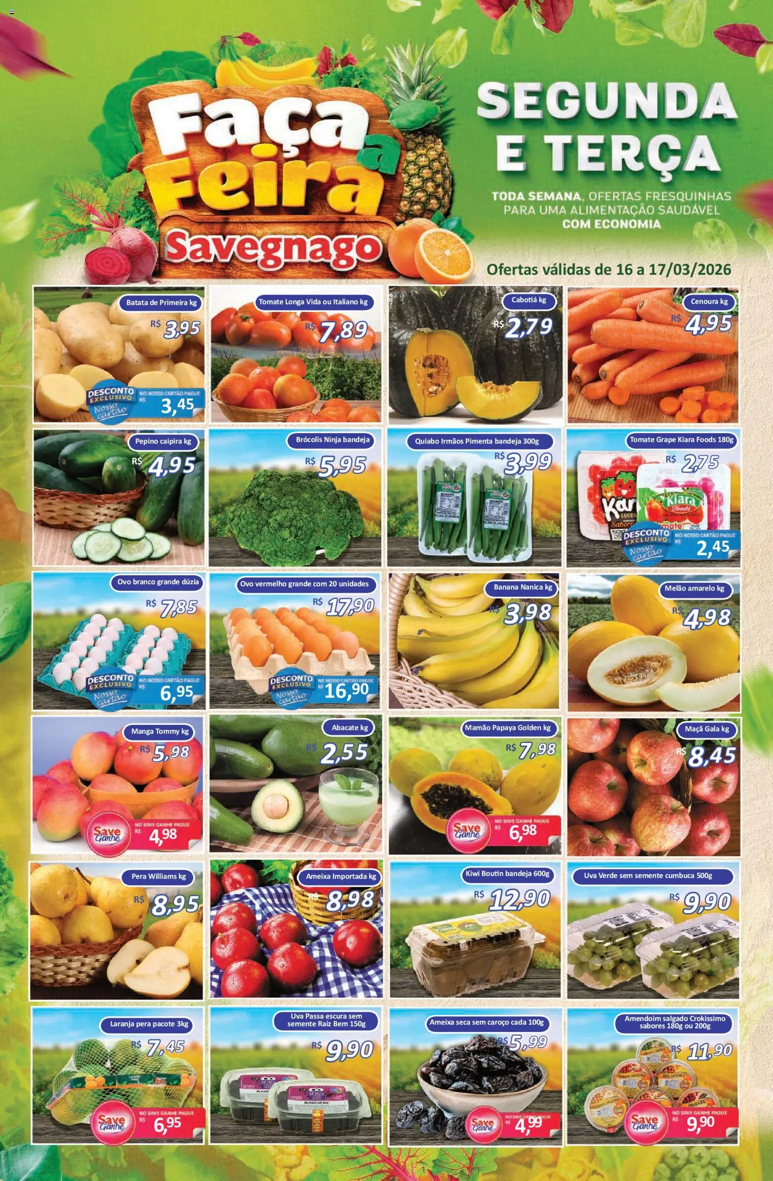Savegnago Folheto - válido de 16.03.2026 | Página: 1 | Produtos: Amendoim, Kiwi, Cenoura, Batata