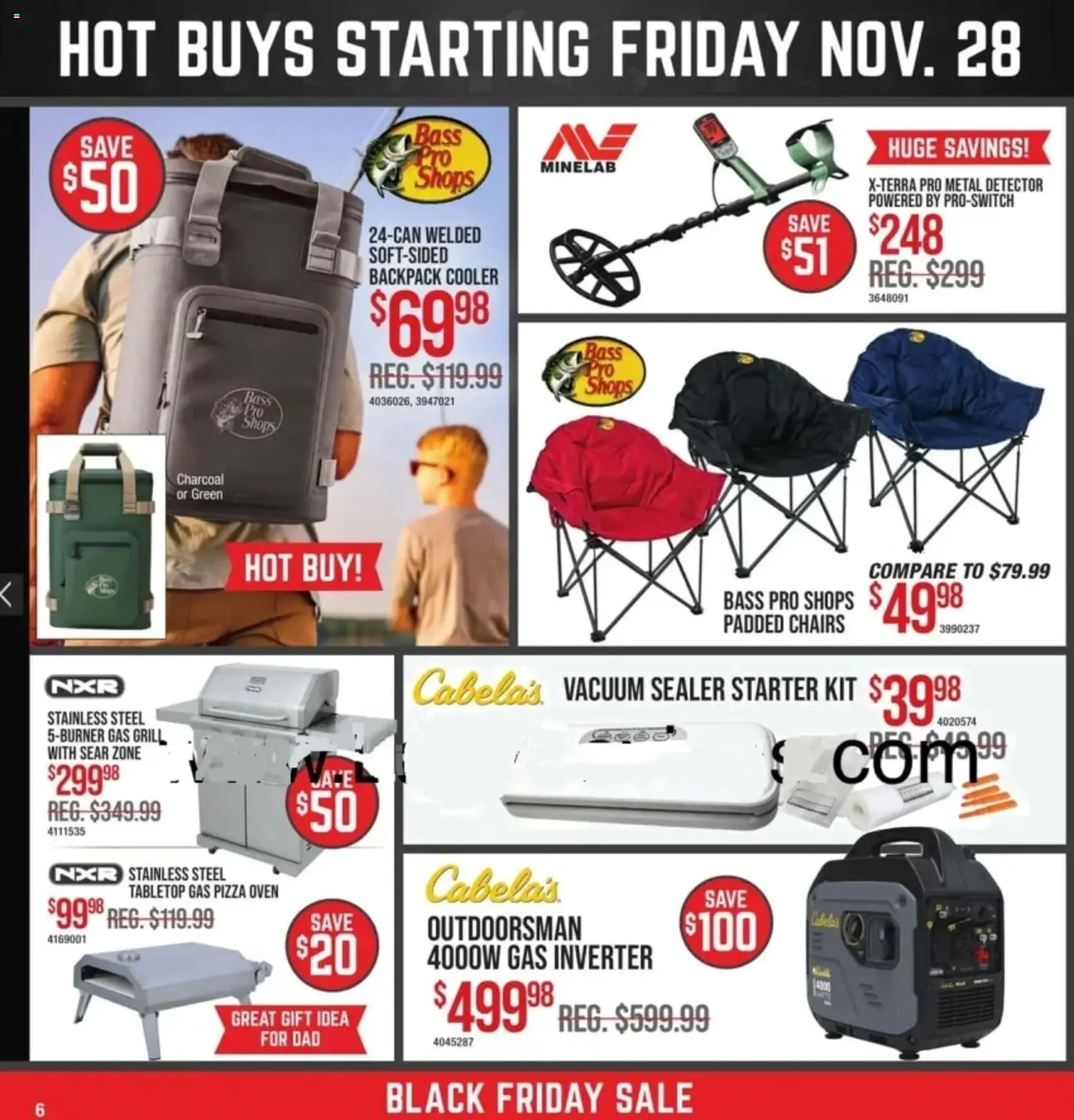 Cabela's Black Friday - valid from 24.11.2025 | Page: 6 | Products: Vacuum, Pizza, Vacuum Sealer, Grill
