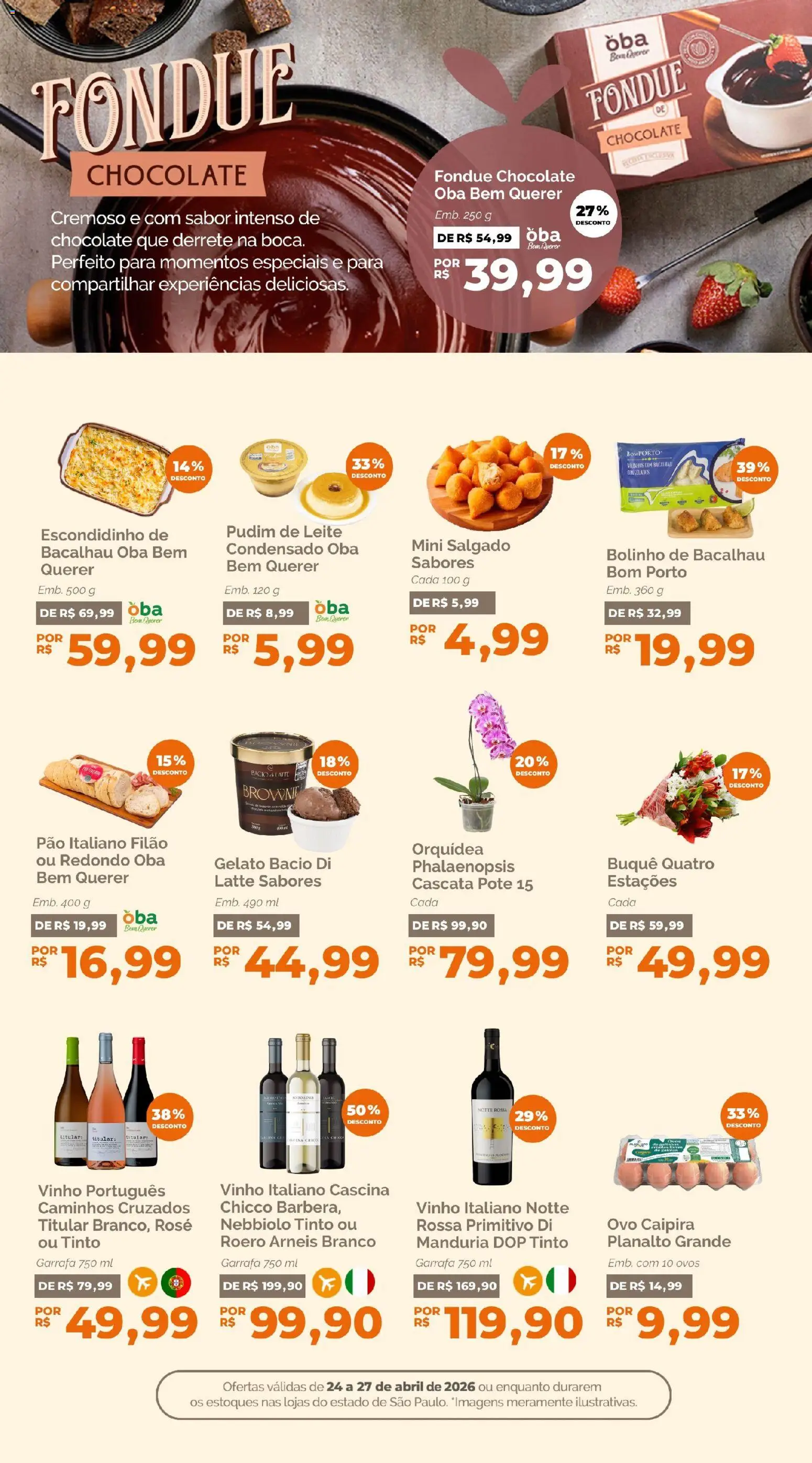 Oba Hortifruti Folheto - válido de 24.04.2026 | Página: 5 | Produtos: Bacalhau, Leite, Pão, Chocolate