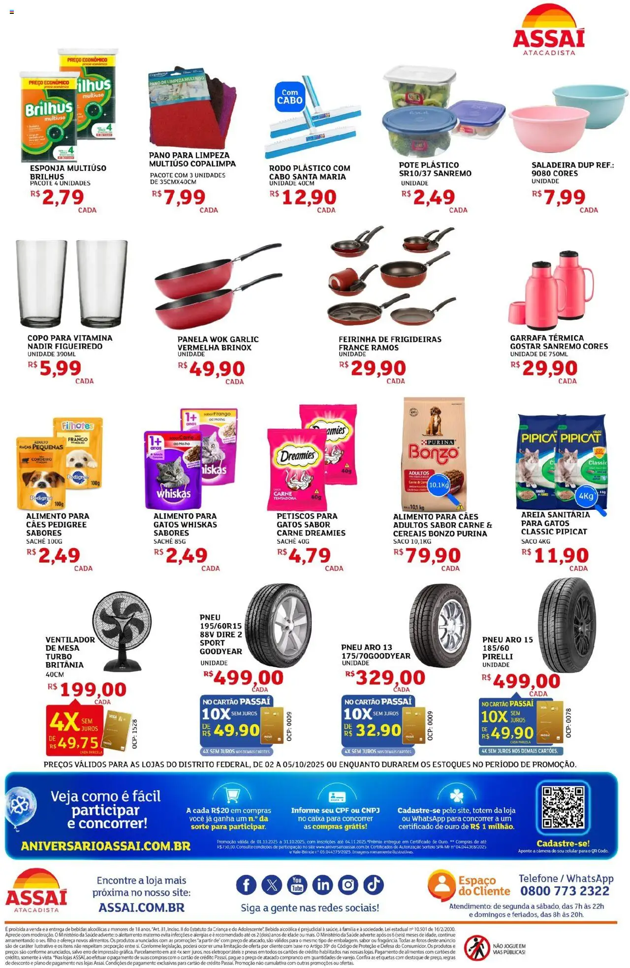 Assaí Atacadista Folheto - válido de 02.10.2025 | Página: 8 | Produtos: Pneu, Celular, Pneus, Cabo