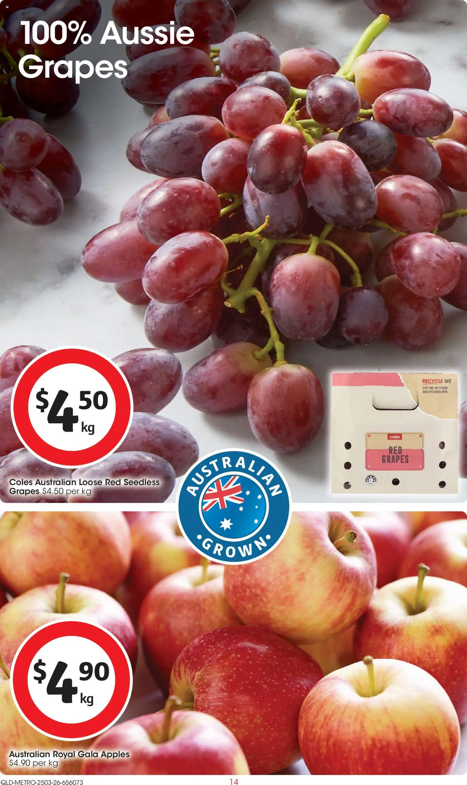 Coles catalogue - valid from 25.03.2026 | Page: 14 | Products: Apples, Grapes