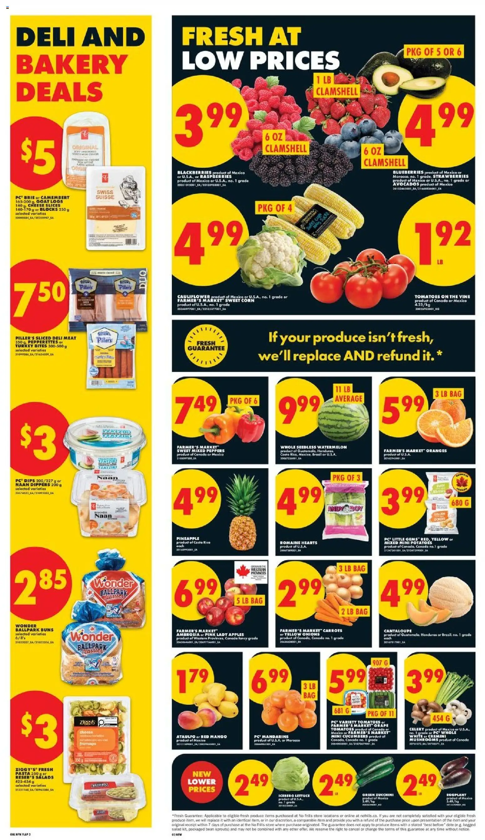No Frills flyer valid from 23.04.2026 | Page: 3 | Products: Pineapple, Strawberries, Bag, Bakery