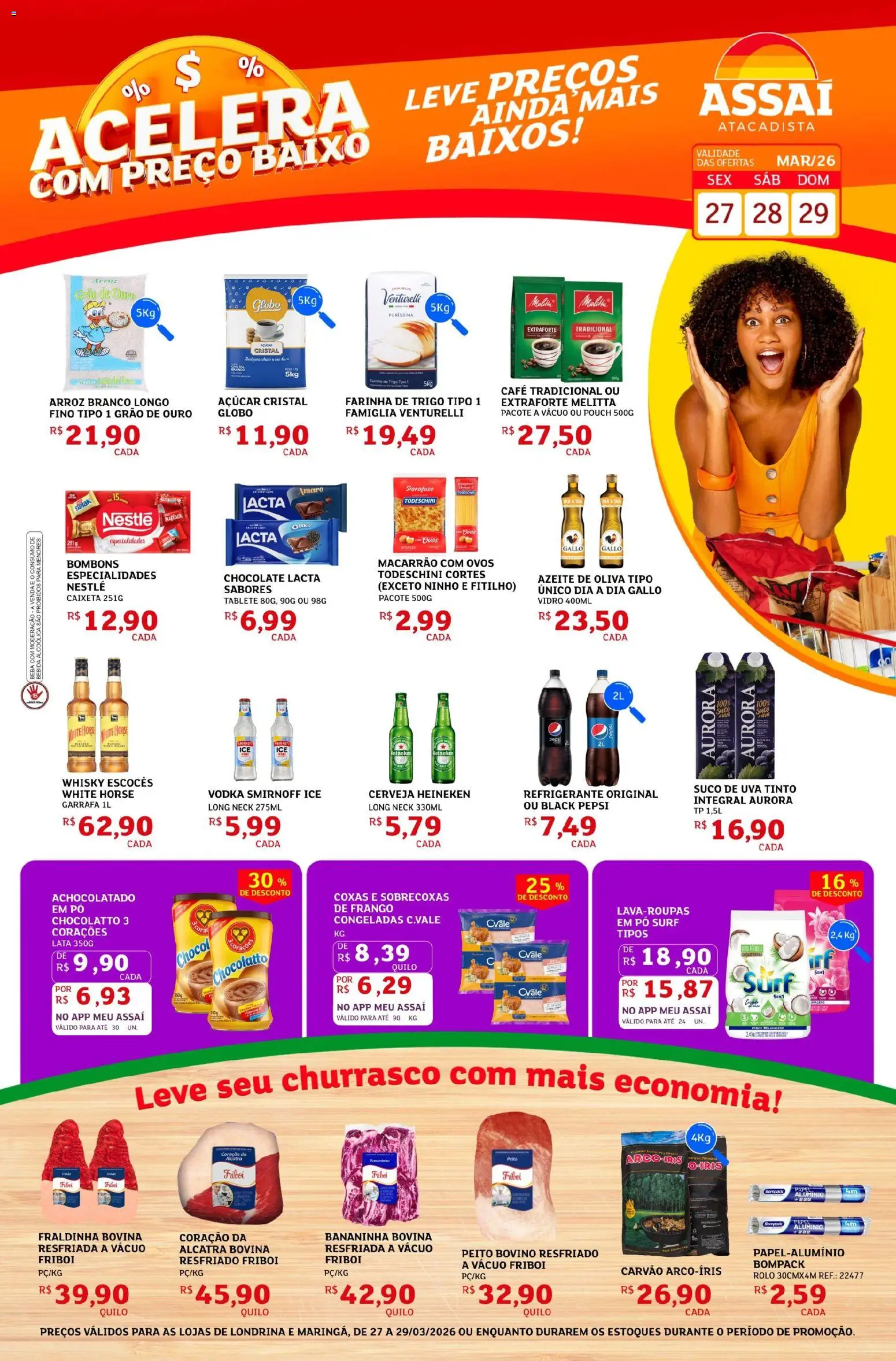 Assaí Atacadista Folheto - válido de 27.03.2026 | Página: 1 | Produtos: Achocolatado, Ovos, Café, Azeite