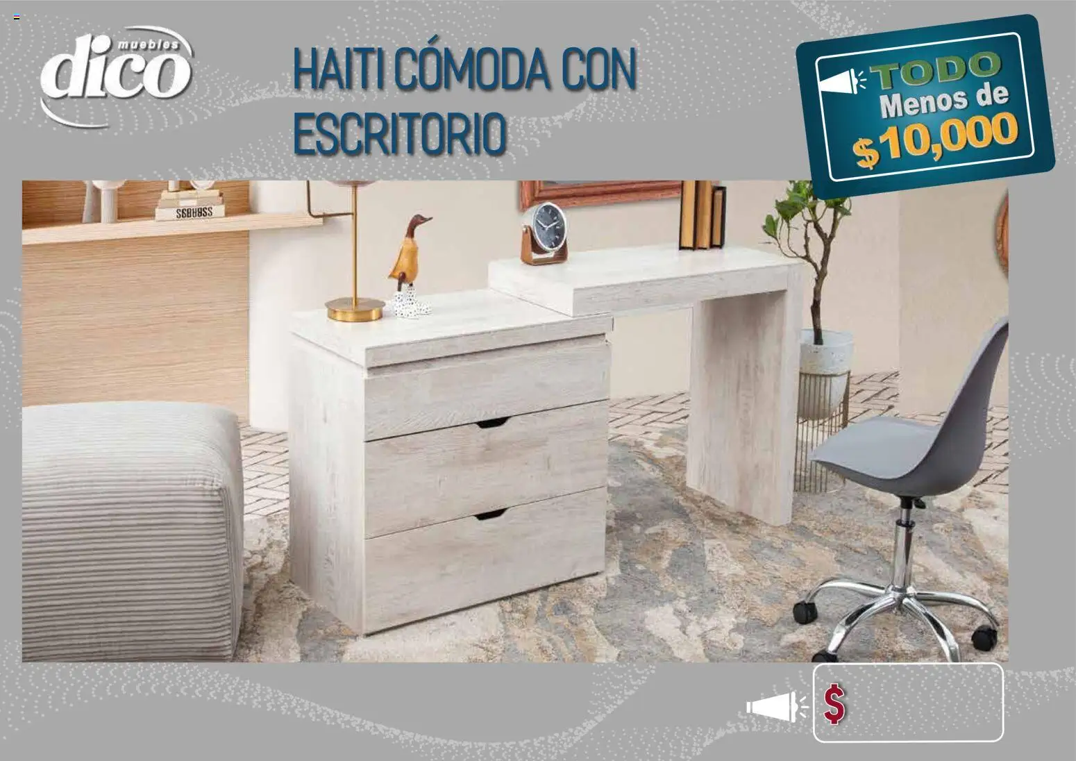 Nuevas ofertas de Muebles Dico válidas en toda la República Mexicana desde el 09.04.2026. ¡Encuentra las mejores ofertas en Muebles Dico catálogo Todo menos de 10000 Pacifico! | Página: 63 | Productos: Escritorio