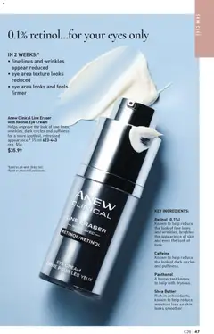 Preview of Anew Clinical Line Eraser with Retinol Eye Cream, Helps improve the look of fine lines, wrinkles, dark circles and puffiness for a more youthful, refreshed appearance.* 15 ml from shop Avon valid from 18.12.2025 | Page: 47