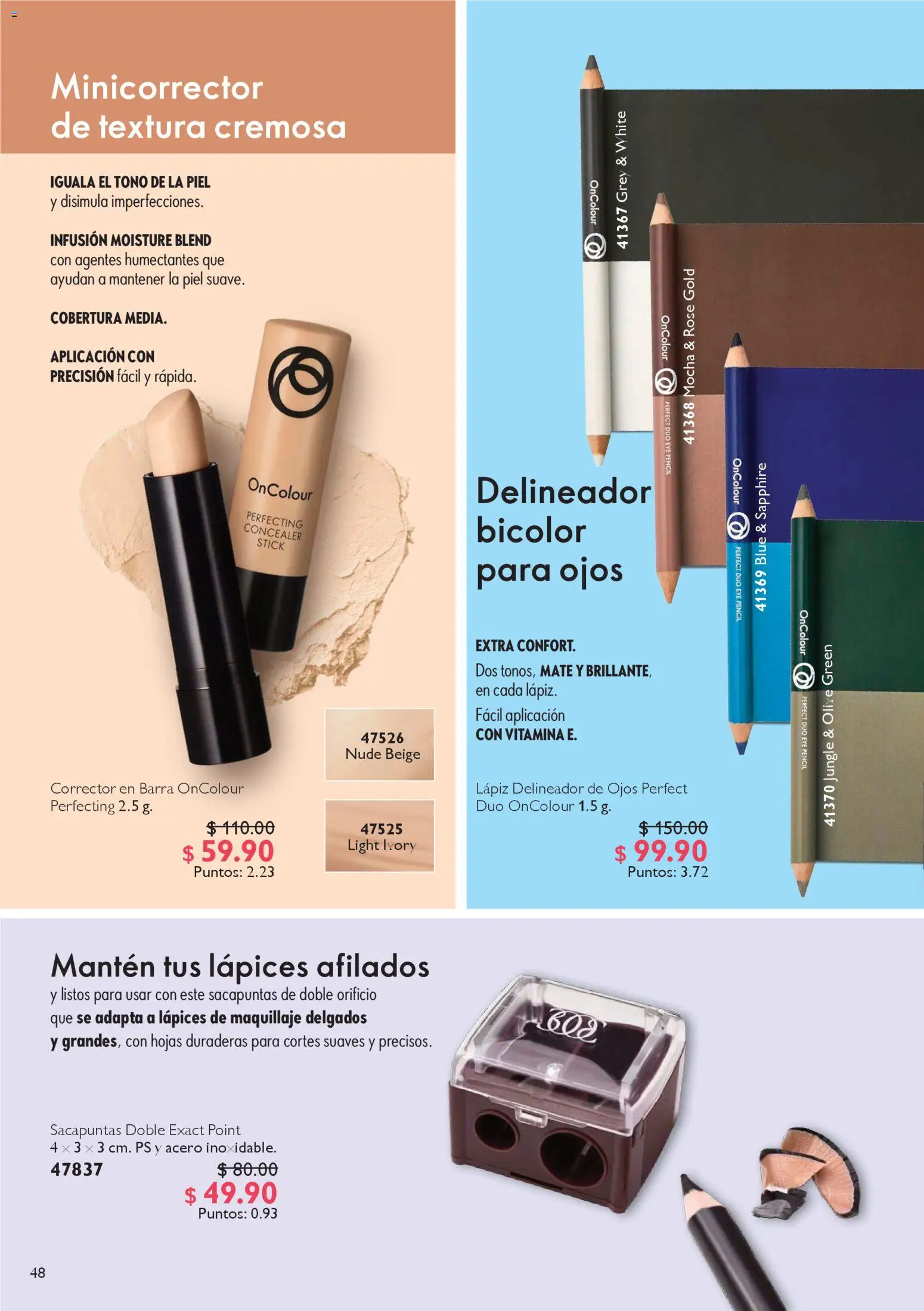 Nuevas ofertas de Oriflame válidas en toda la República Mexicana desde el 27.12.2025. ¡Encuentra las mejores ofertas en Oriflame campaña 1 2026! | Página: 48 | Productos: Sacapuntas, Mate, Maquillaje, Corrector