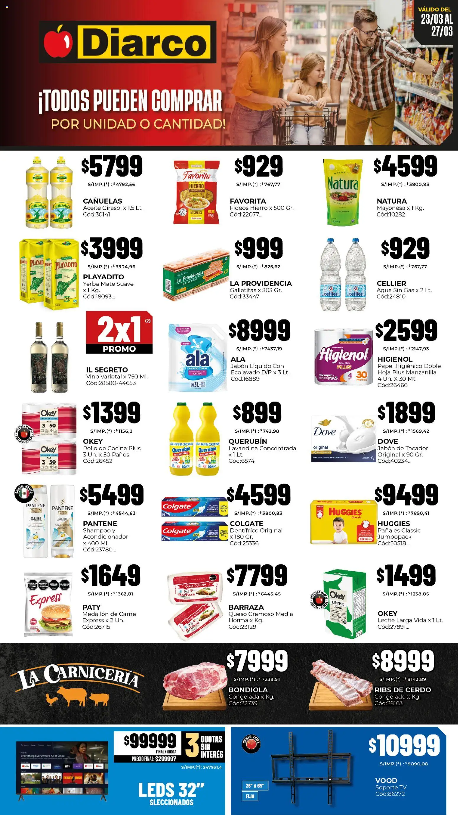 Diarco - Ofertas Pueblo Interior │ válido desde el 23.03.2026 | Página: 1 | Productos: Galletitas, Jabón líquido, Mayonesa, Leche