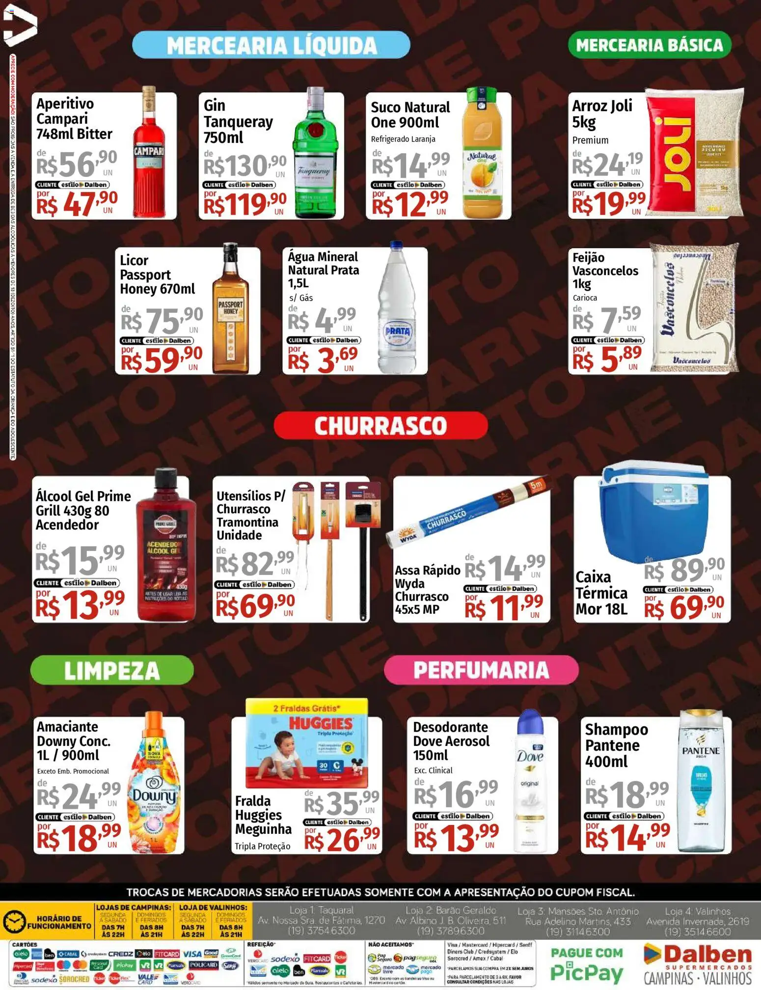 Supermercado Dalben Folheto - válido de 17.12.2025 | Página: 4 | Produtos: Shampoo, Suco, Arroz, Fraldas