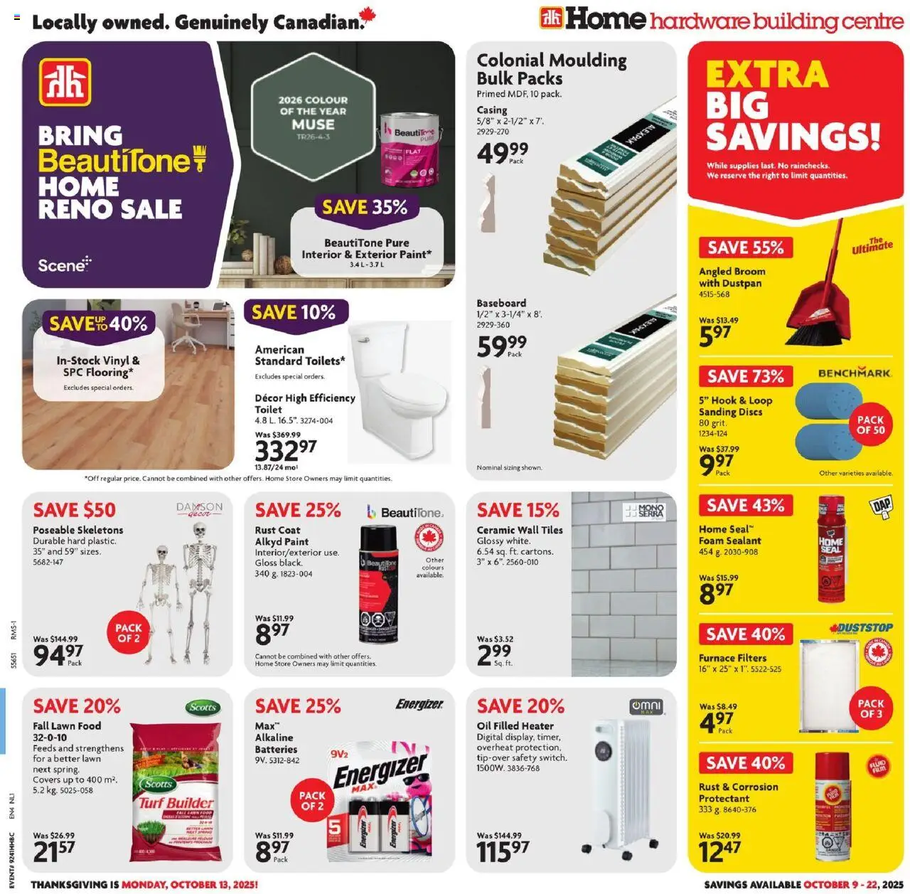 Home Hardware flyer valid from 09.10.2025 | Page: 1 | Products: Oil, Coat