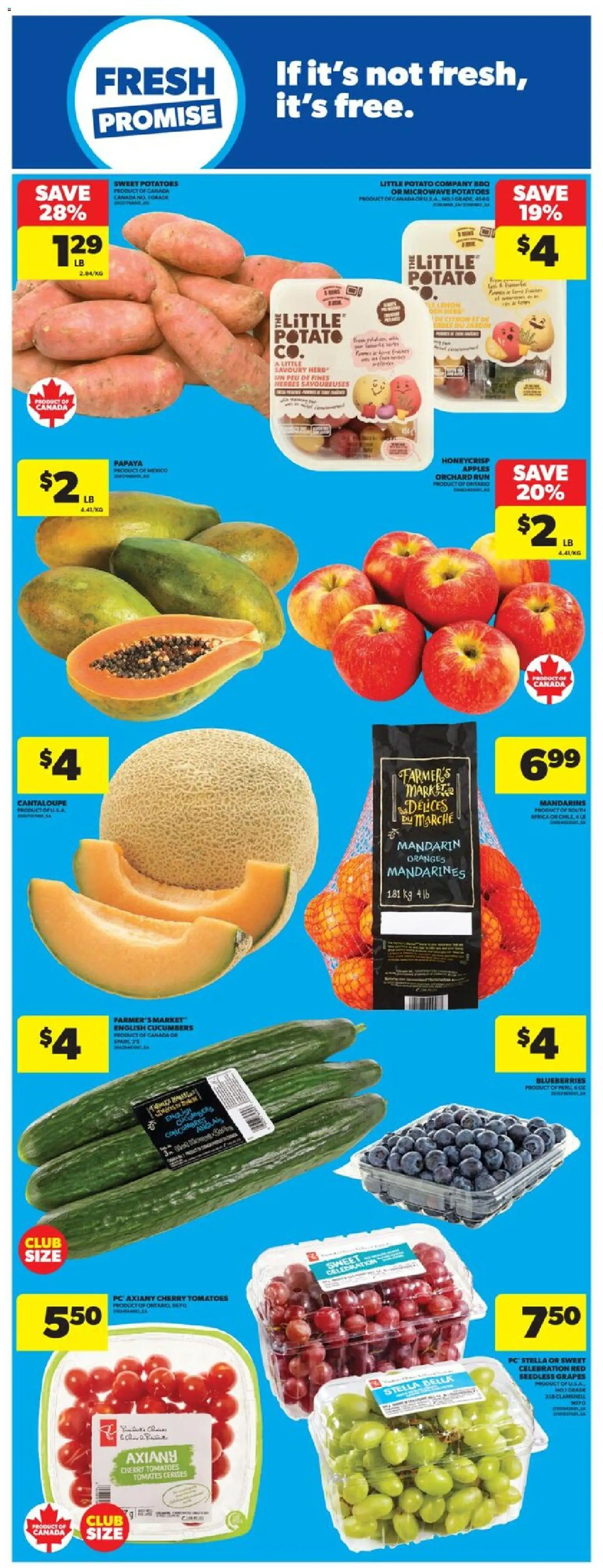 Real Canadian Superstore flyer valid from 23.10.2025 | Page: 16 | Products: Cucumbers, PC, Potatoes, Tomatoes