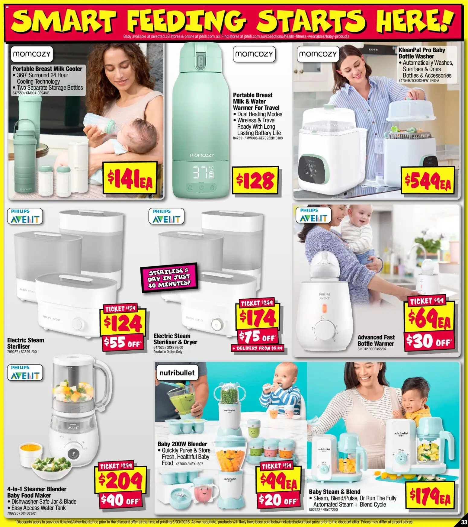 JB Hi-Fi catalogue - valid from 19.03.2026 | Page: 33 | Products: Battery, Blender, Bottle warmer, Washer