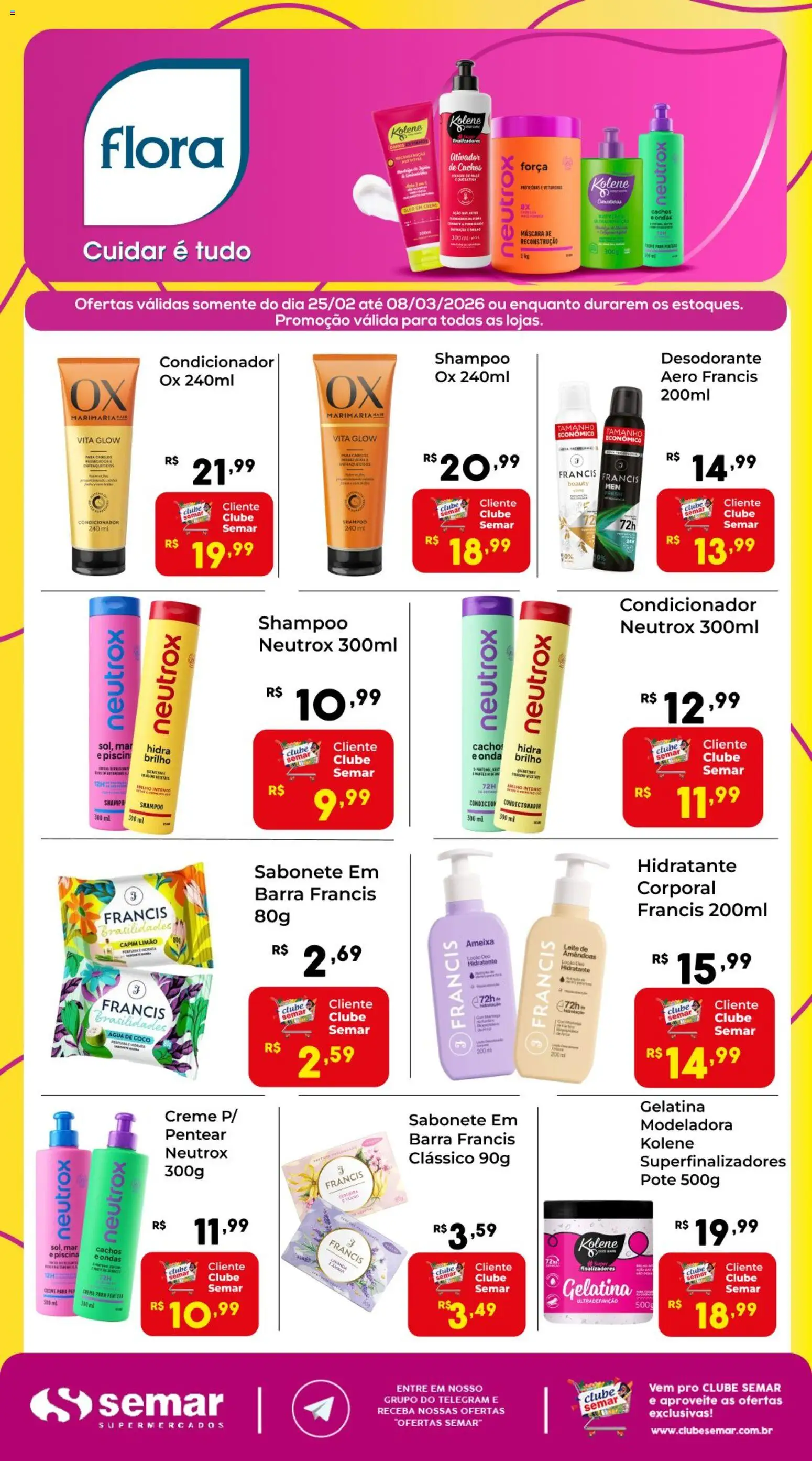 Semar Supermercado Folheto - válido de 25.02.2026 | Página: 1 | Produtos: Shampoo, Condicionador, Amêndoas, Gelatina