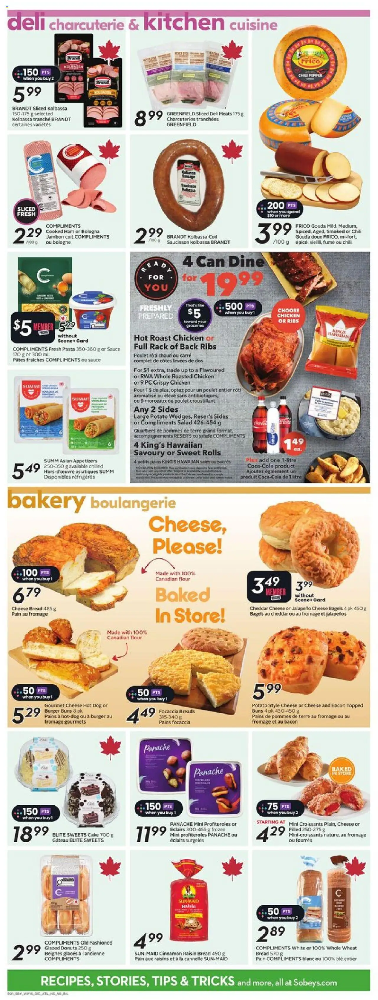 Sobeys flyer valid from 14.08.2025 | Page: 10 | Products: Pasta, Salad, Bread, Chicken