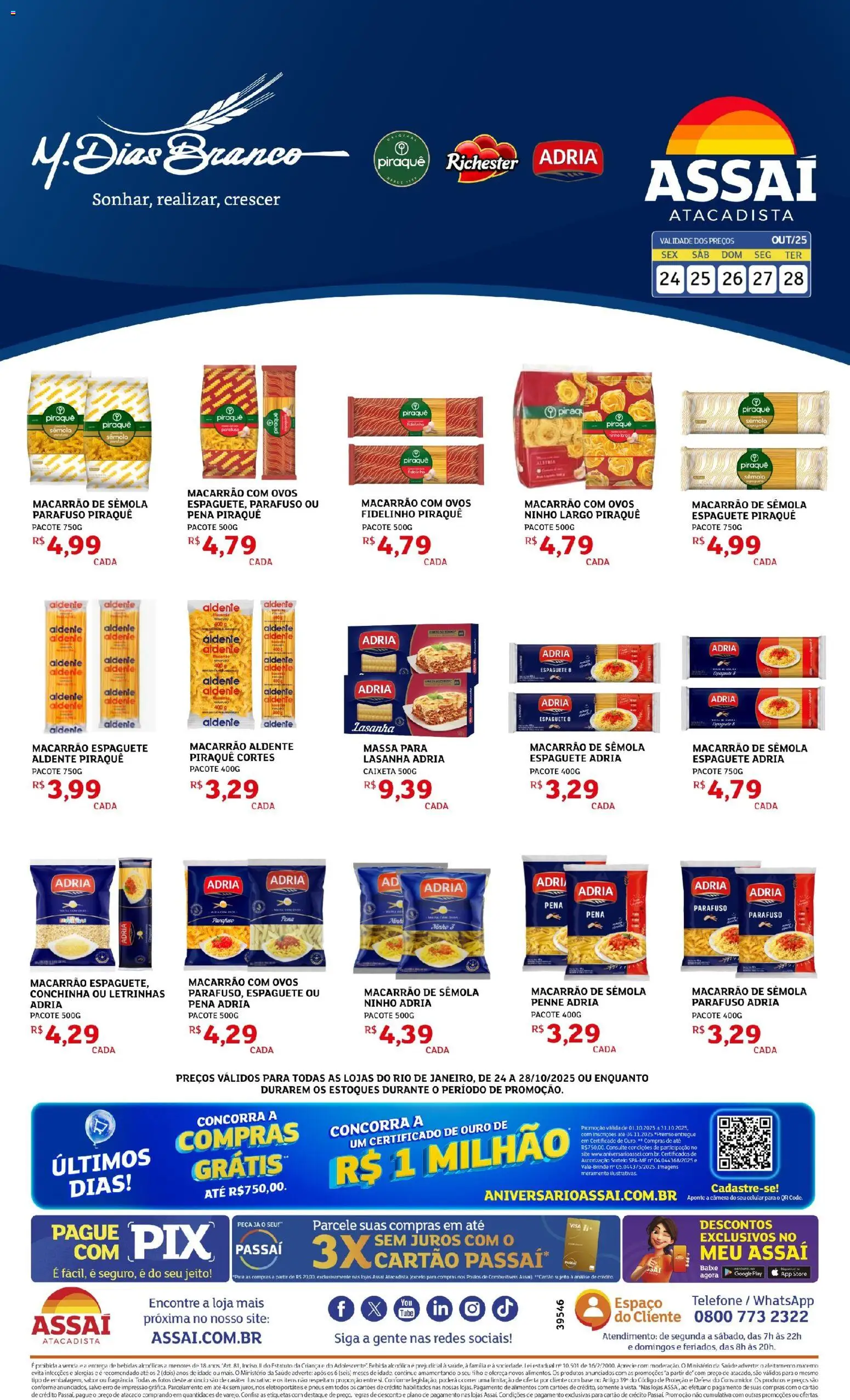 Assaí Atacadista Folheto - válido de 24.10.2025 | Página: 1 | Produtos: Celular, Macarrão, Bebida, Câmera