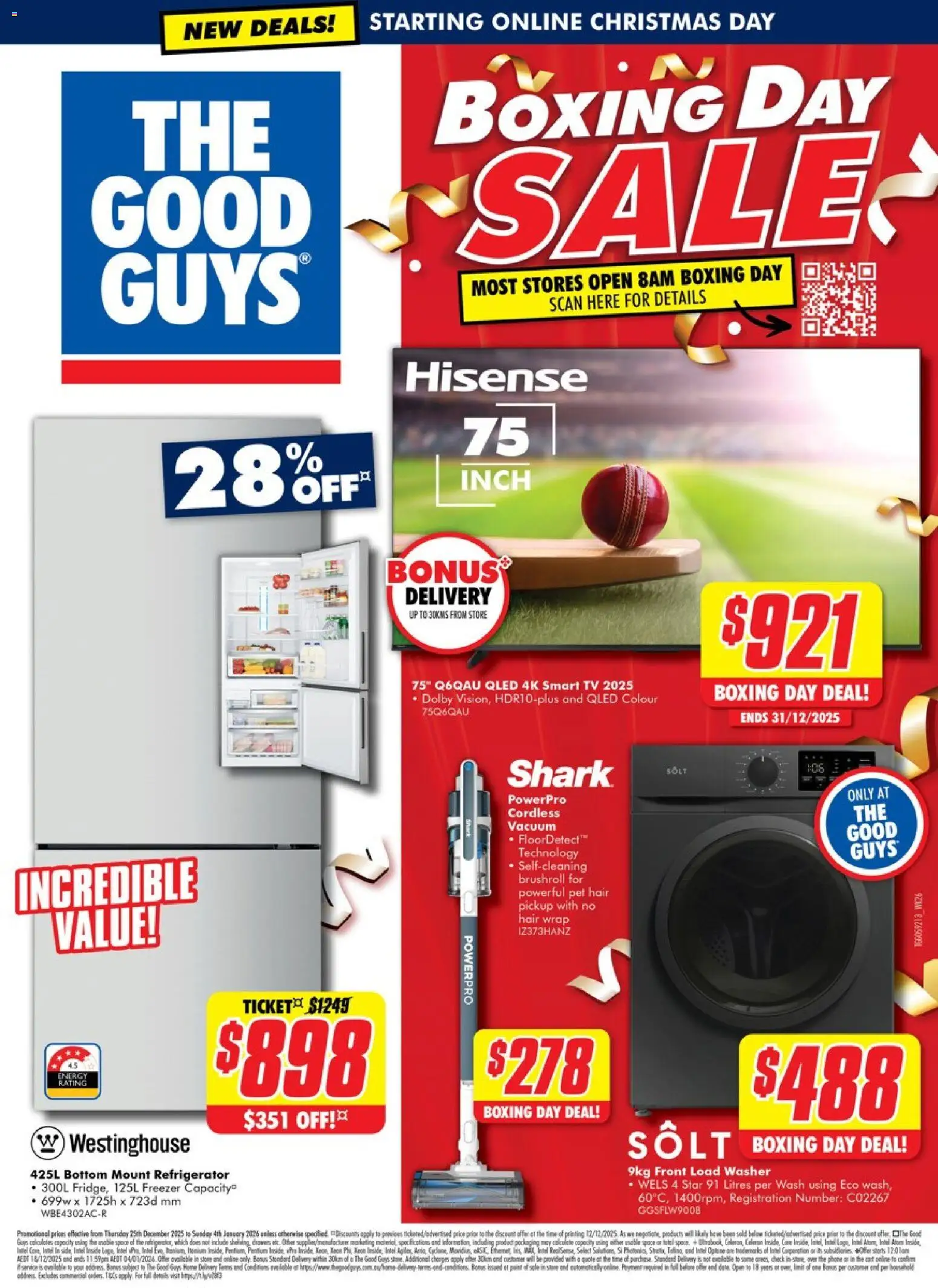 The Good Guys catalogue - valid from 24.12.2025 | Page: 1 | Products: Phone, Freezer, Washer, Smart tv